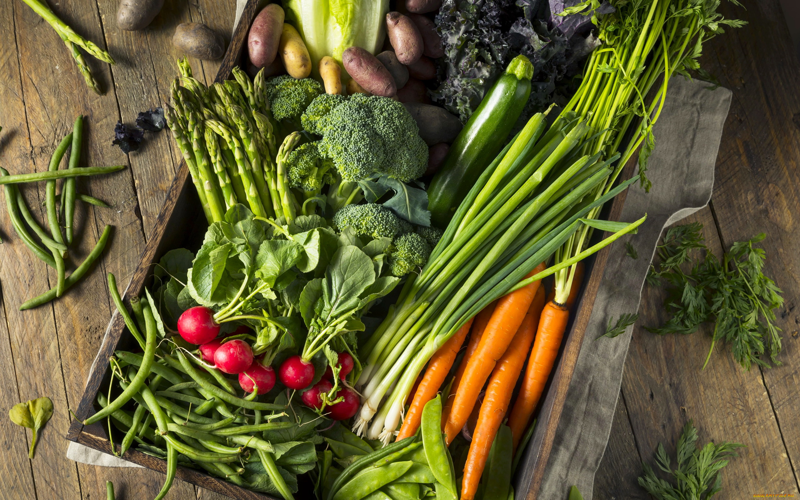 еда, овощи, брокколи, спаржа, редис, морковь, фасоль, картофель