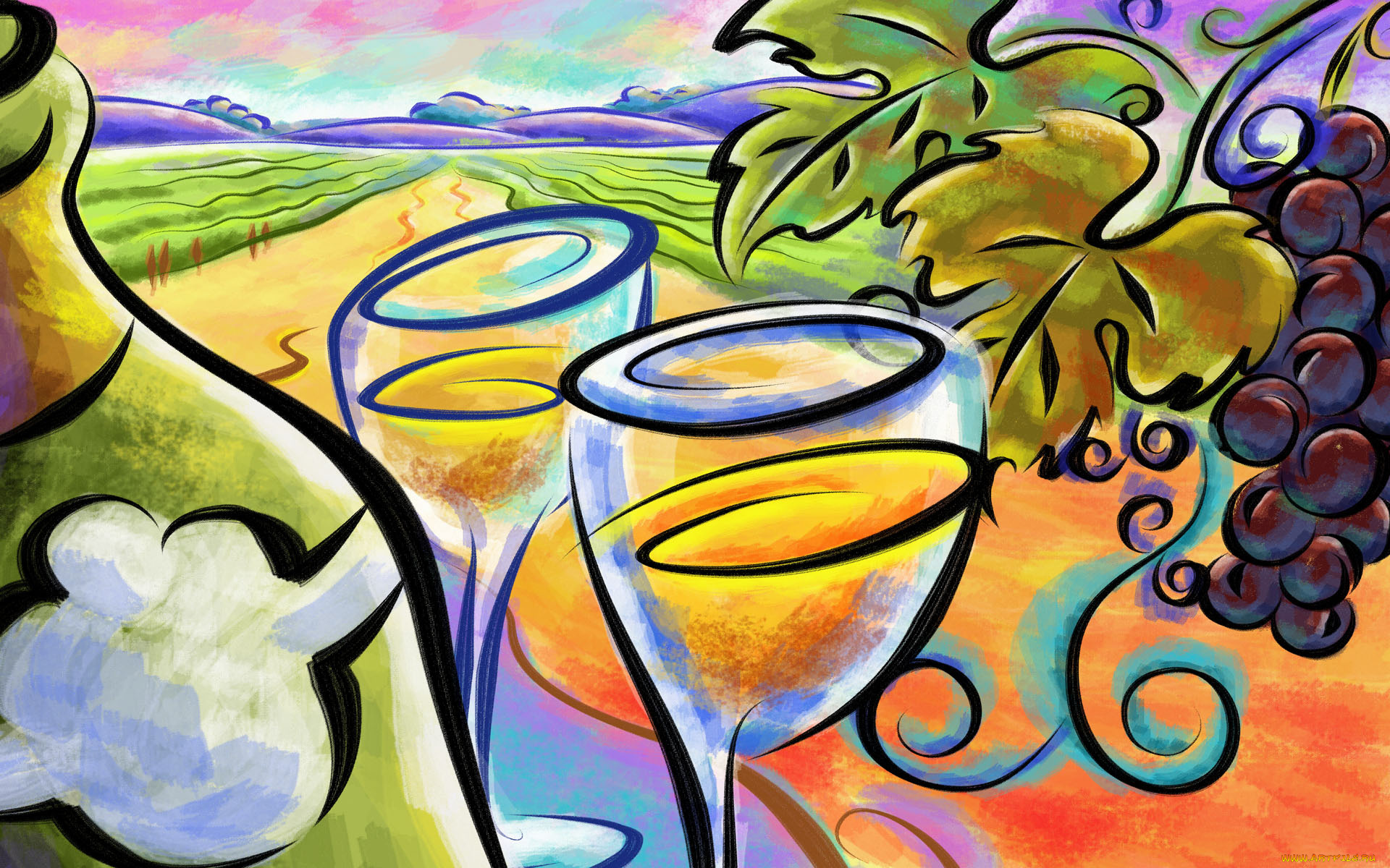 рисованные, еда