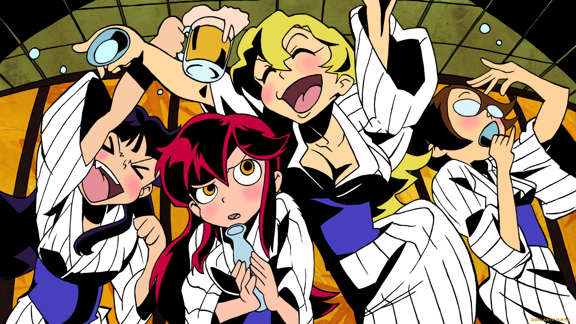 аниме, tengen, toppa, gurren, lagann, yoko, littner, kiyal, kinon, kiyoh