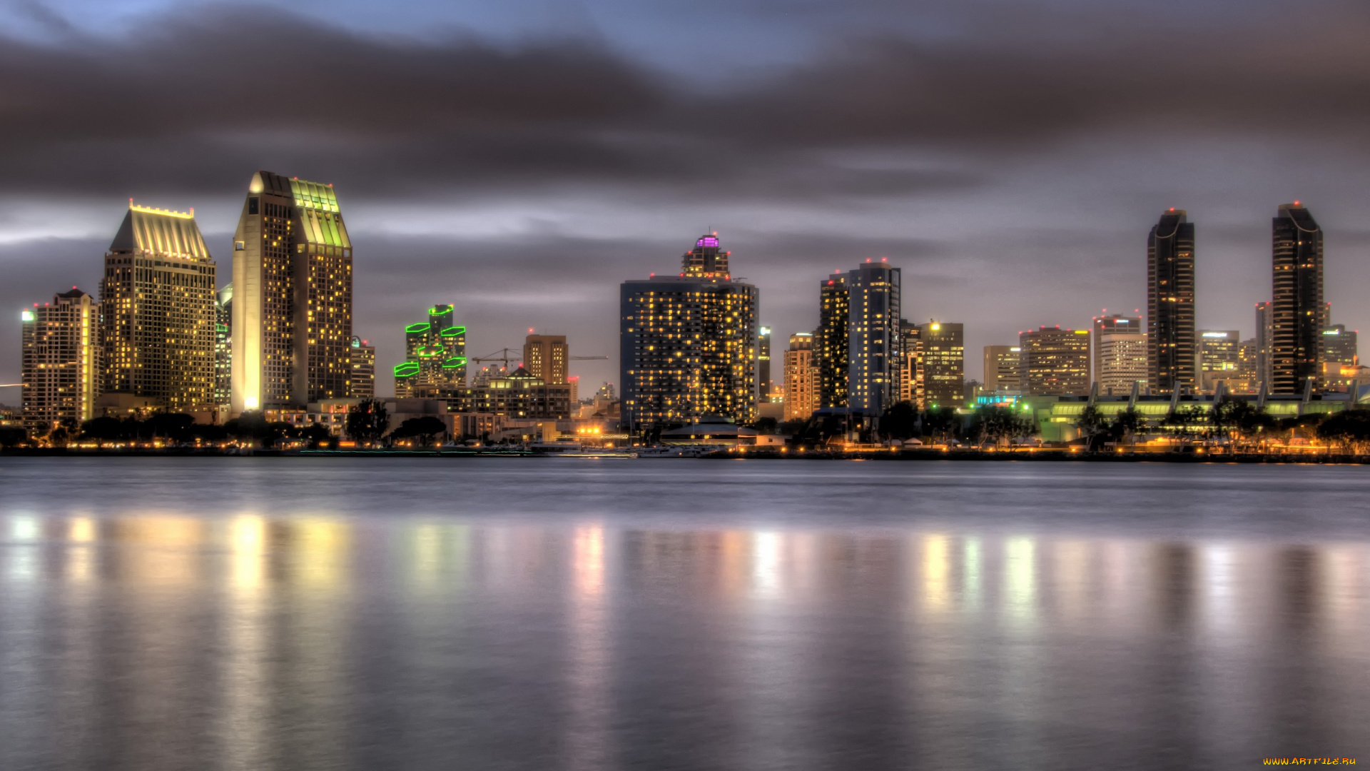 города, огни, ночного