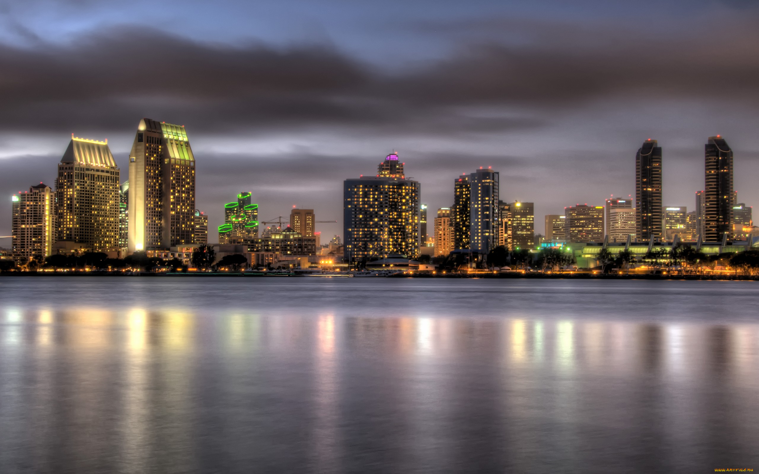 города, огни, ночного