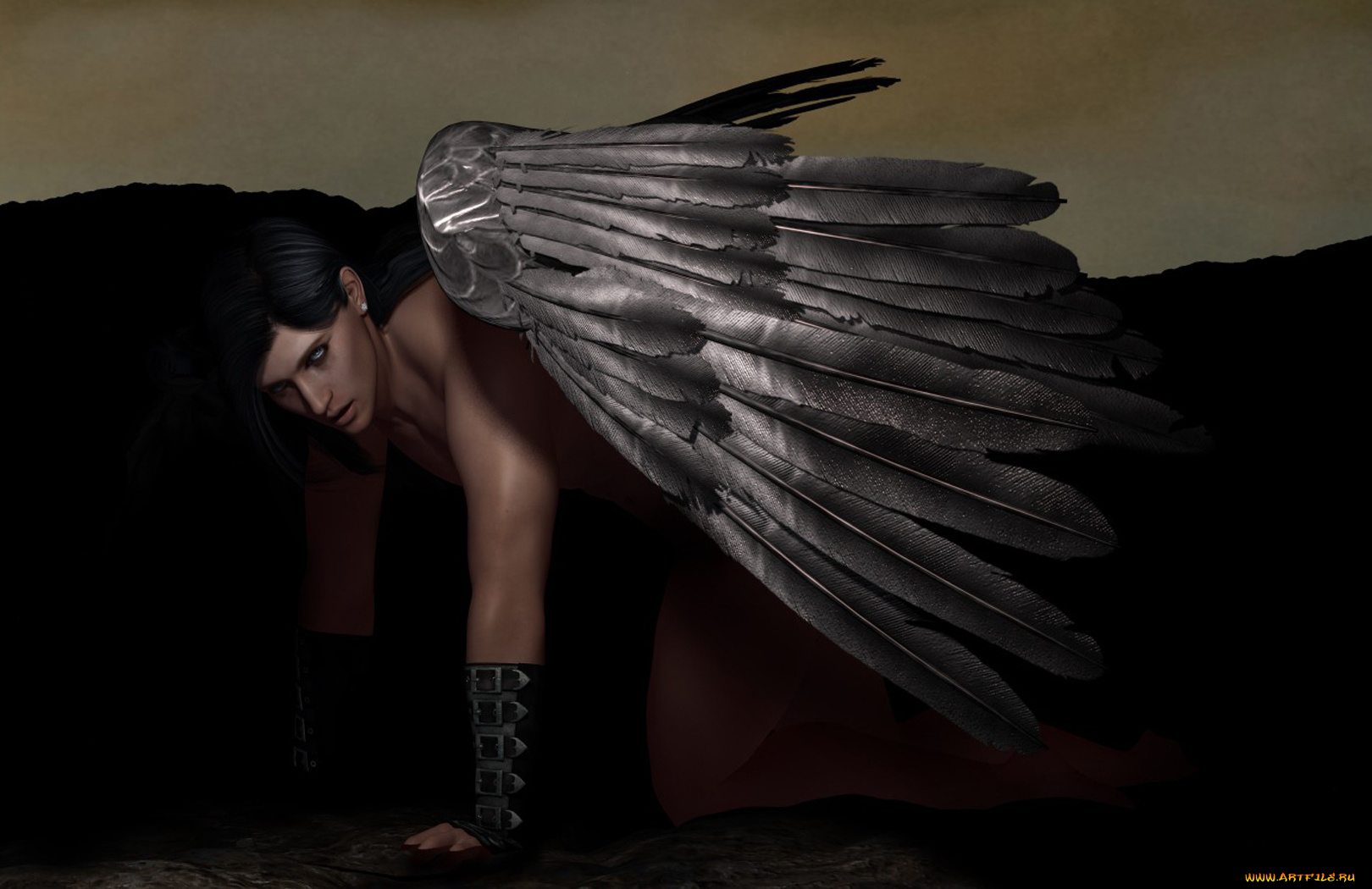 3д, графика, angel, ангел, перья, крилья