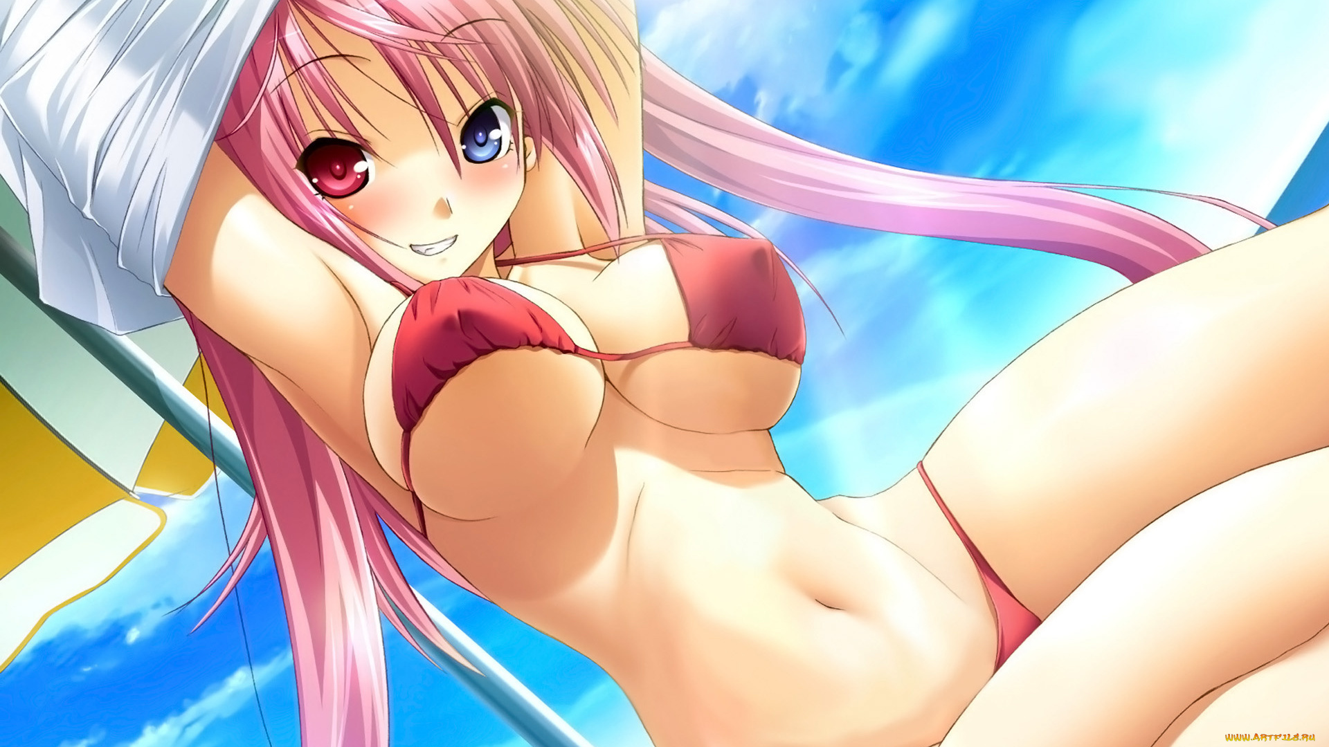 аниме, chu&, 215, chu, купальник, глаза