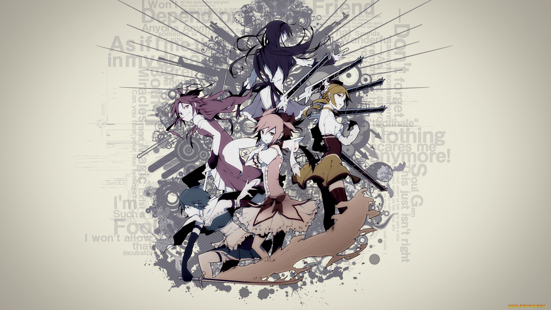 аниме, mahou, shoujo, madoka, magika, девушки