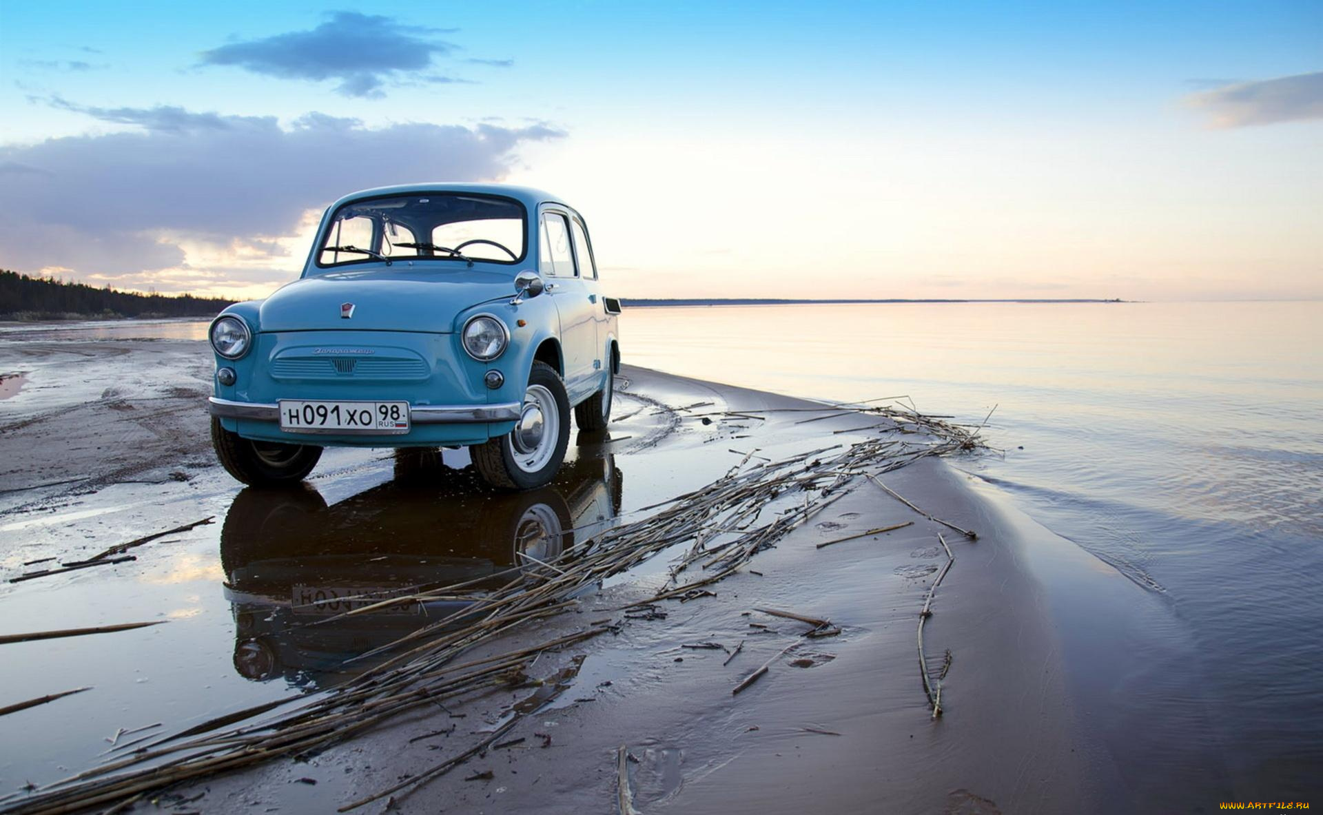 автомобили, заз, небо, машина, море