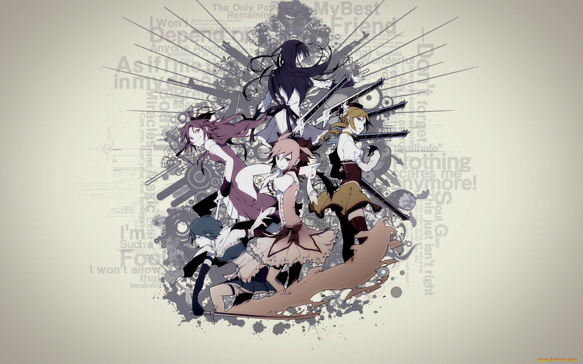 аниме, mahou, shoujo, madoka, magika, девушки