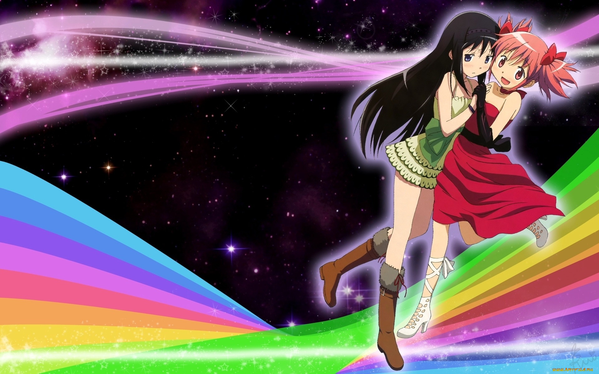 аниме, mahou, shoujo, madoka, magika, девушки