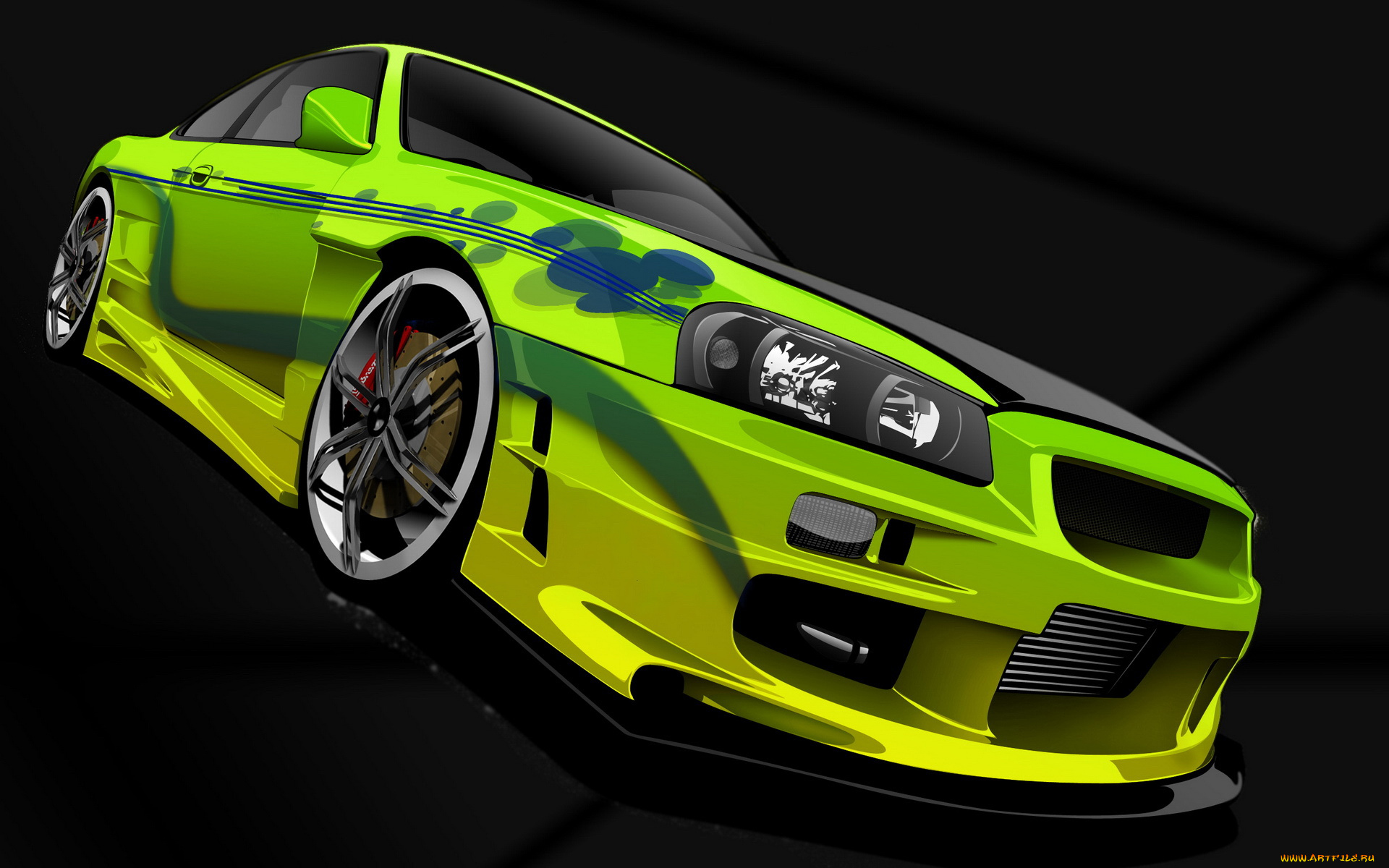 автомобили, векторная, графика, авто, тёмный, зелёный