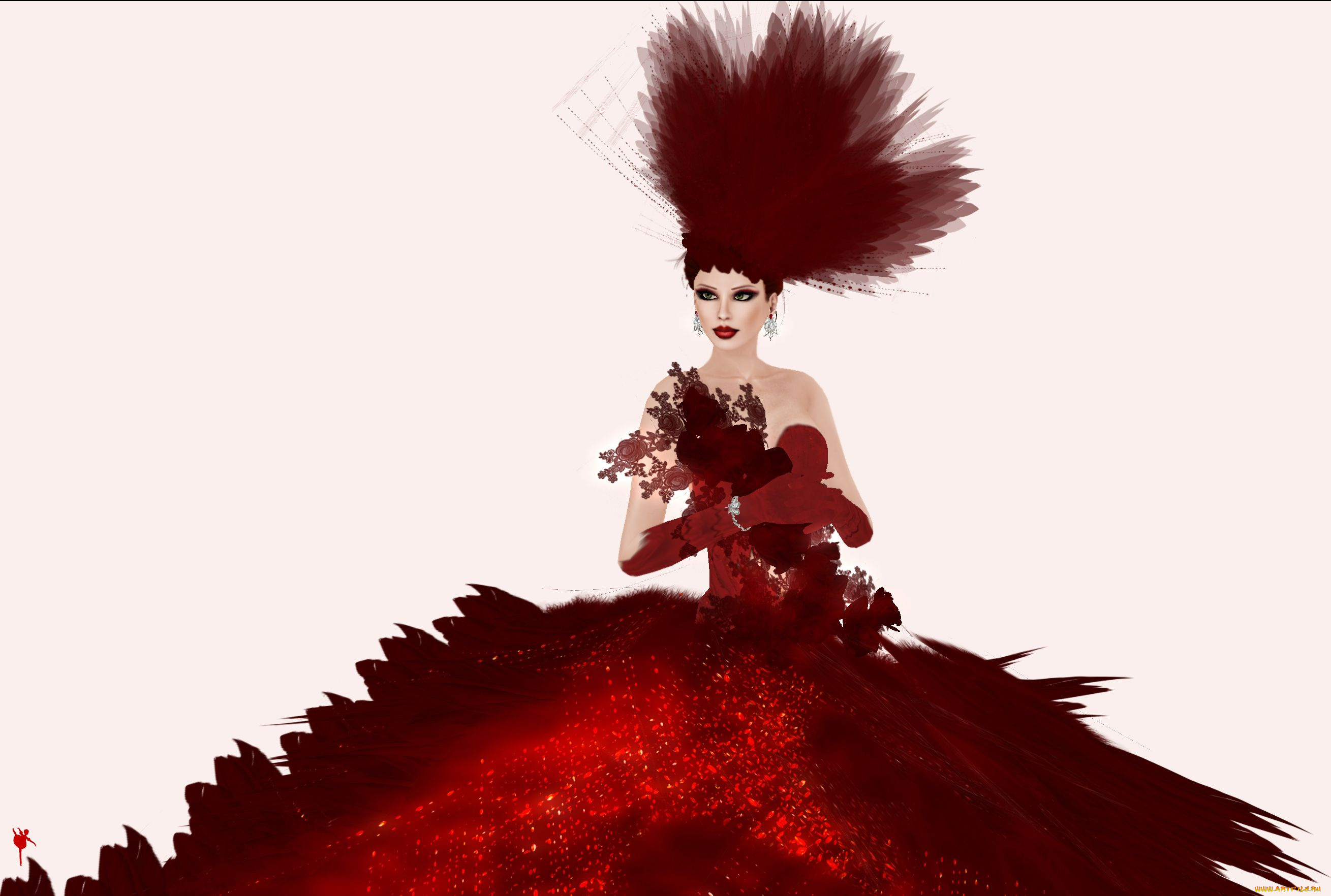 3д, графика, people, люди, красавица, бальное, платье