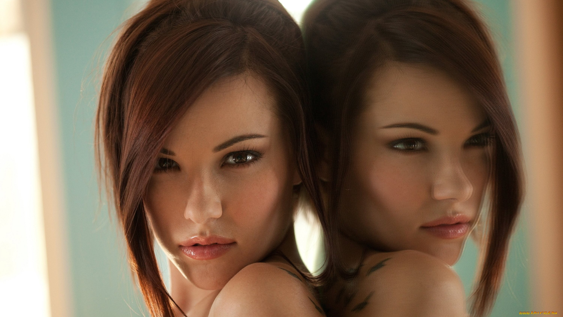 Elizabeth, Marxs, девушки, отражение, зеркало, лицо