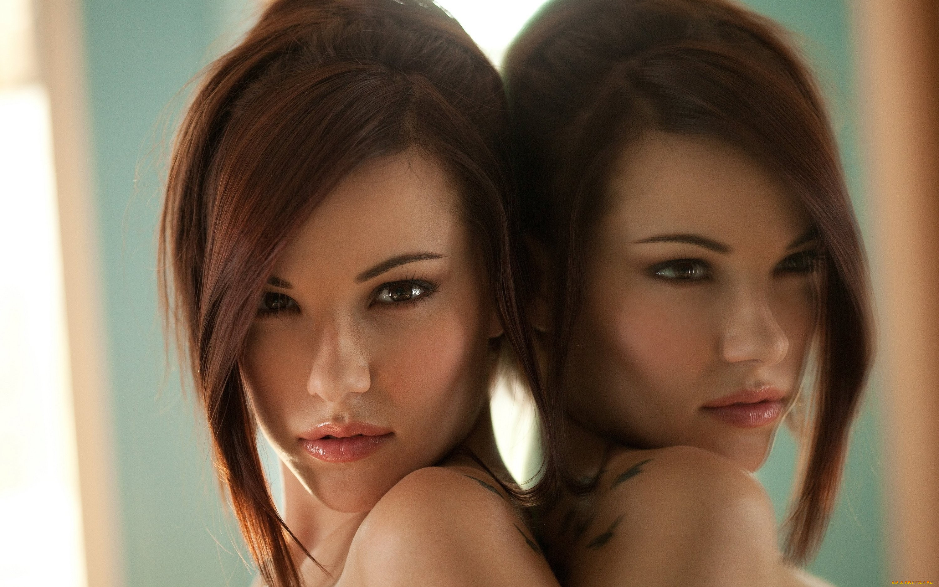 Elizabeth, Marxs, девушки, отражение, зеркало, лицо