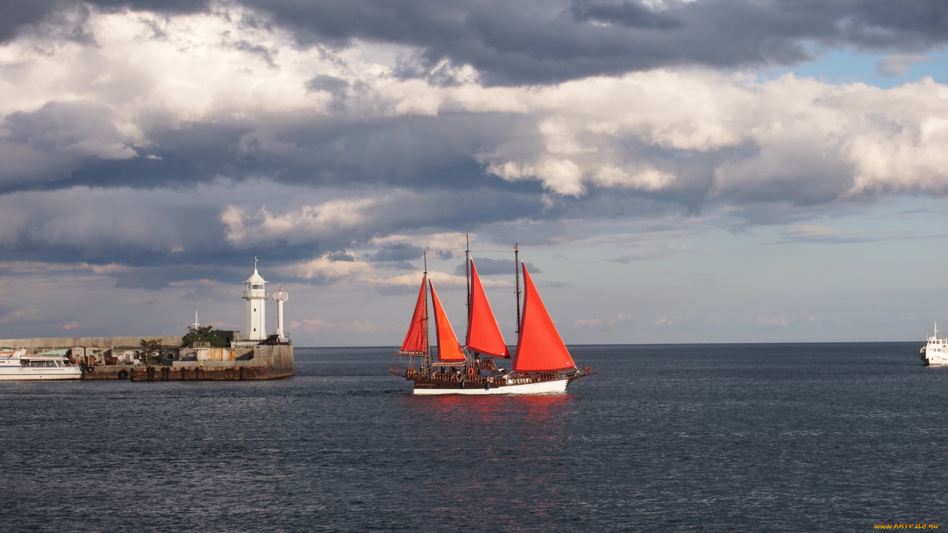 корабли, парусники, алые, паруса