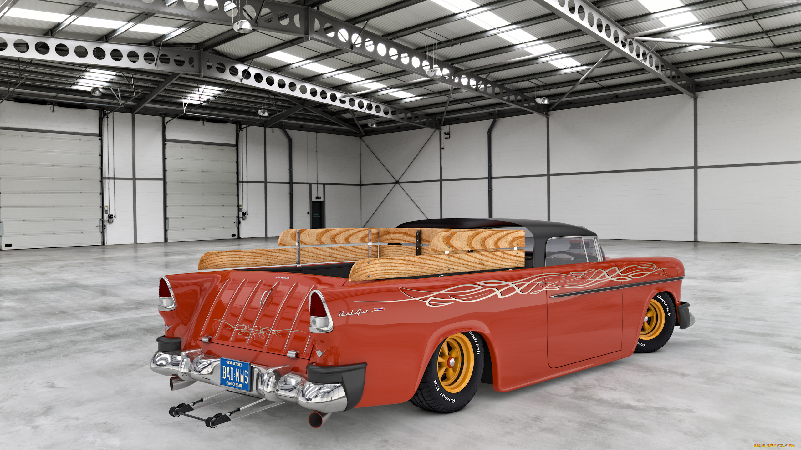 автомобили, 3д, 1955, chevrolet