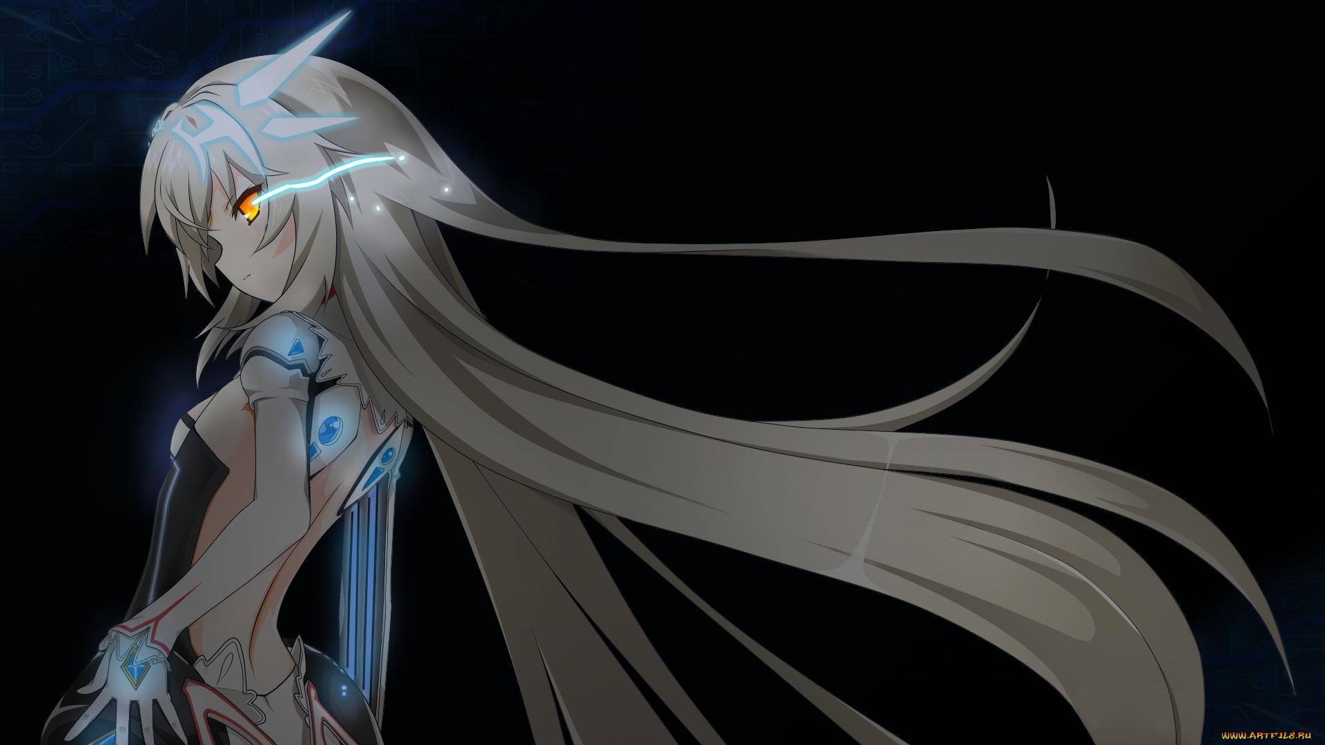 аниме, -weapon, , blood, &, technology, девушка, арт, взгляд, elsword