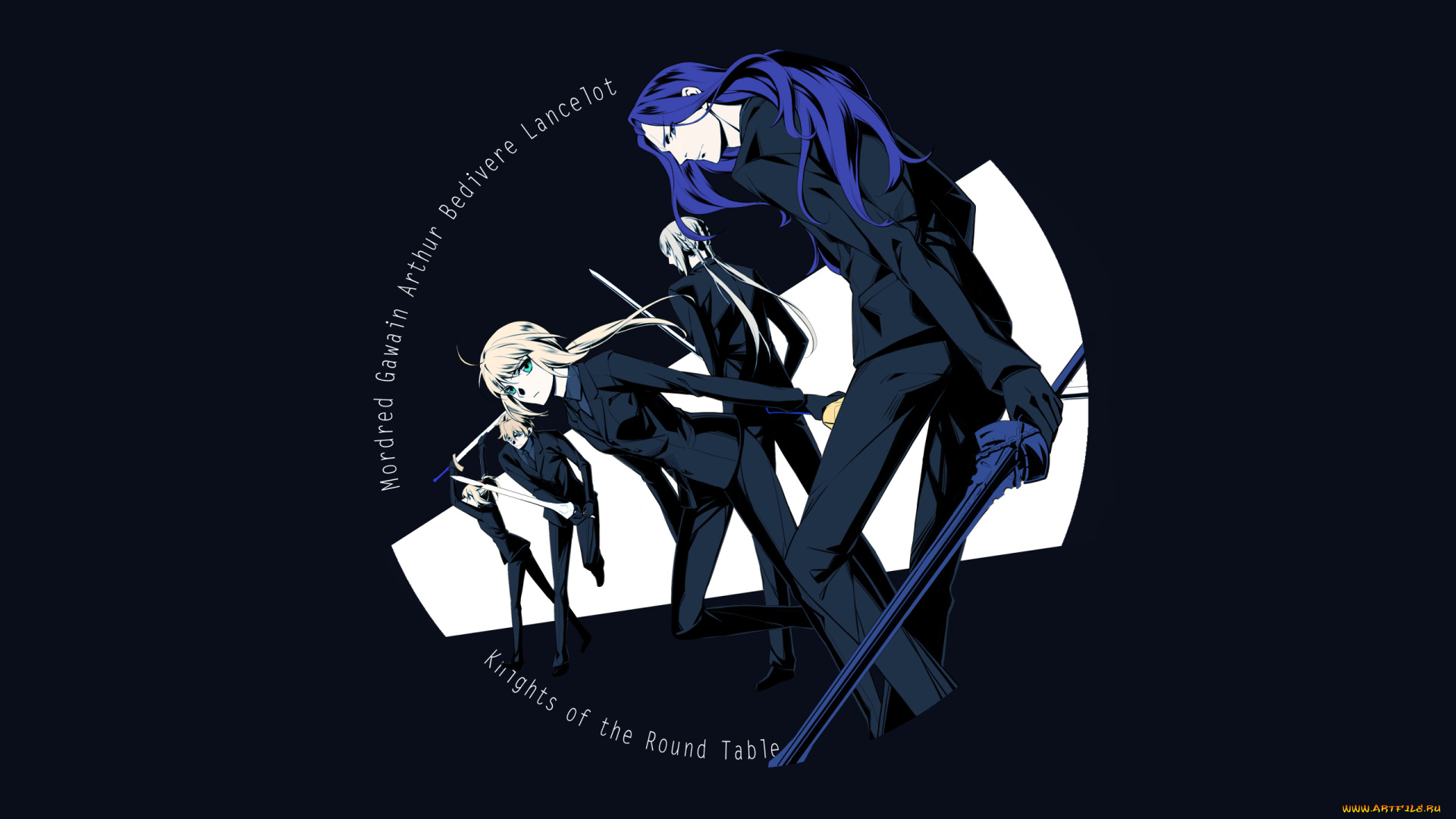 аниме, fate, stay, night, оружие, девушка, парни