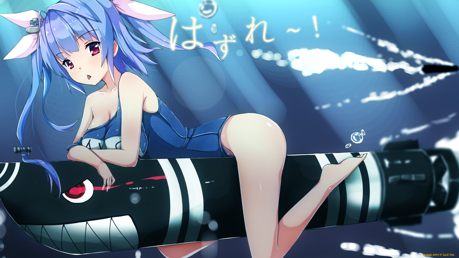 аниме, kantai, collection, девушка, язык, торпеда