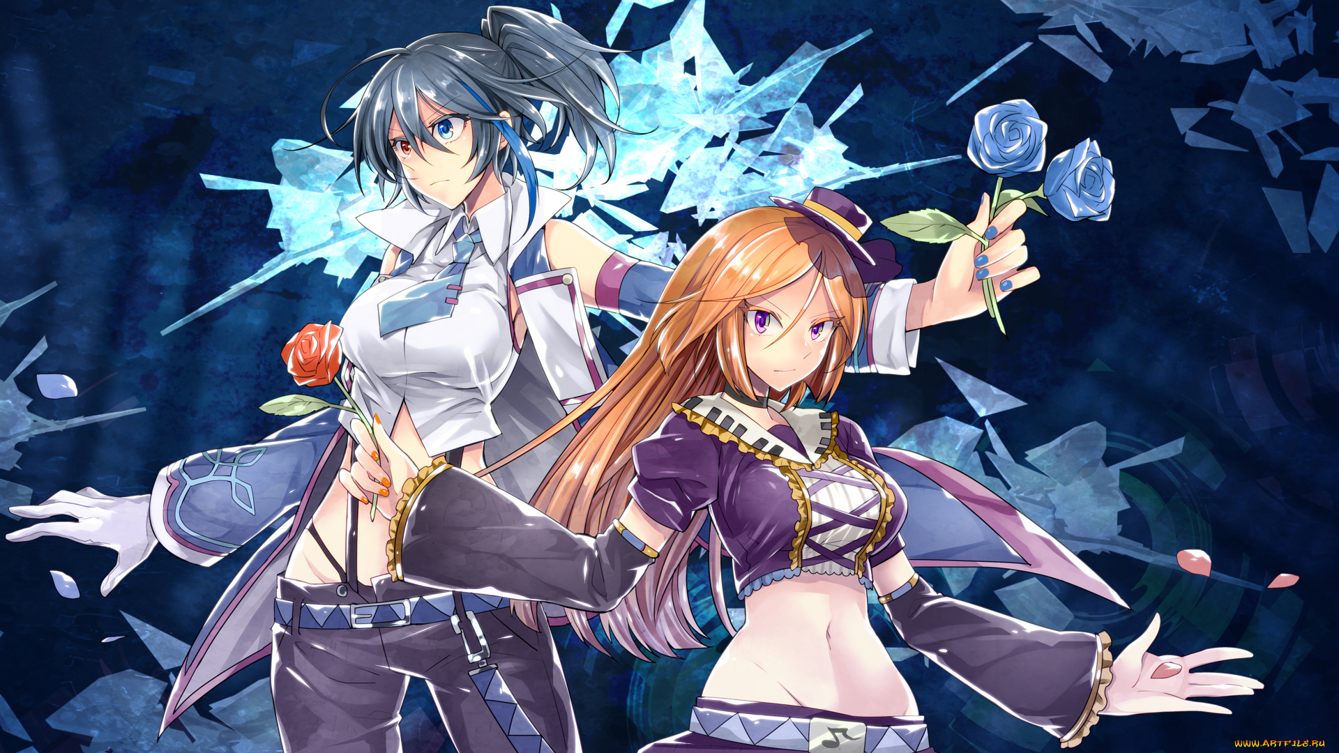 аниме, *unknown, , другое, utau, девушки, арт, namine, ritsu, rook, цветок, роза