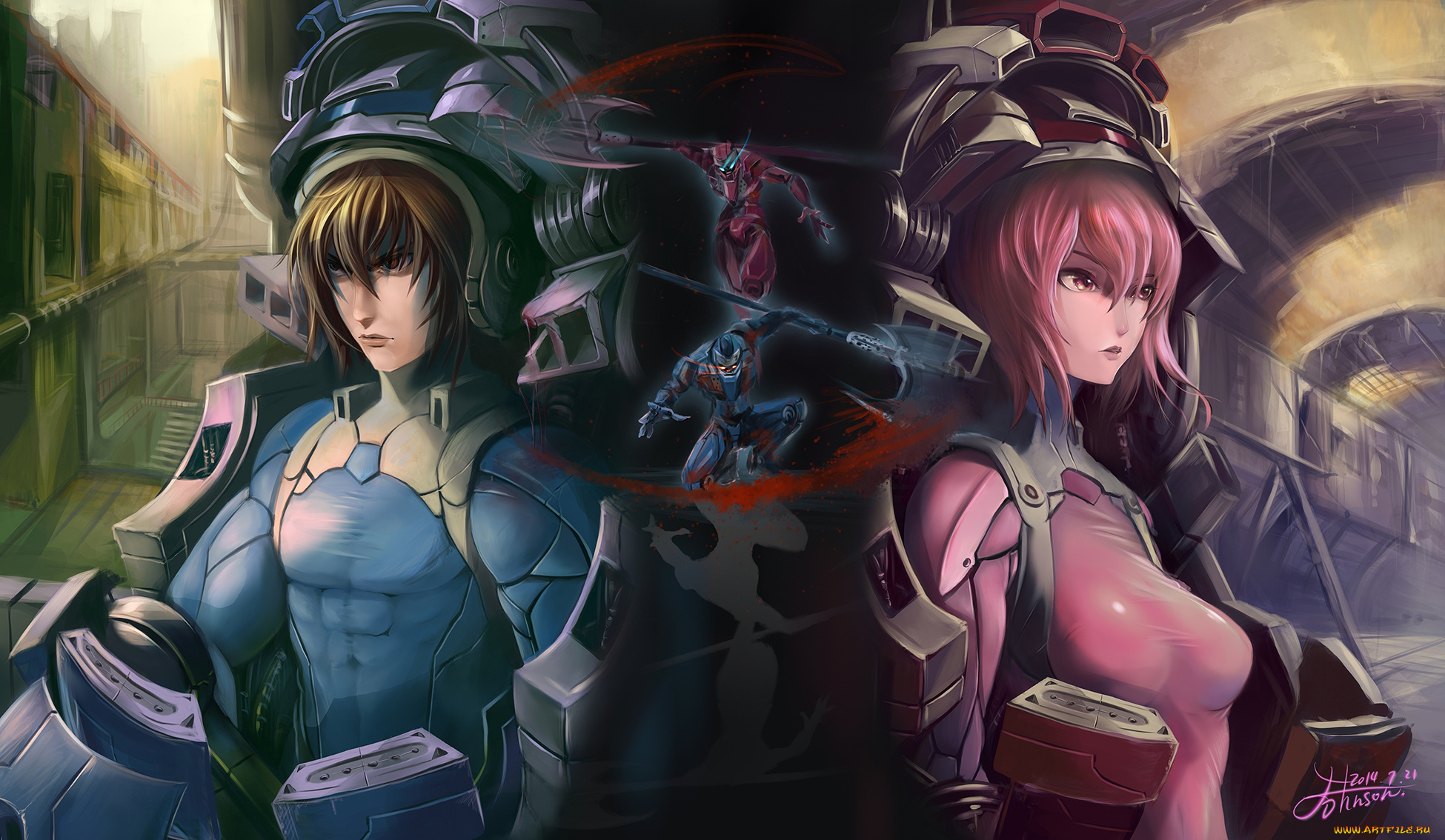 аниме, -weapon, , blood, &, technology, all, you, need, is, kill, арт, технологии, меч, кровь, оружие, роботы, девушка, броня, парень