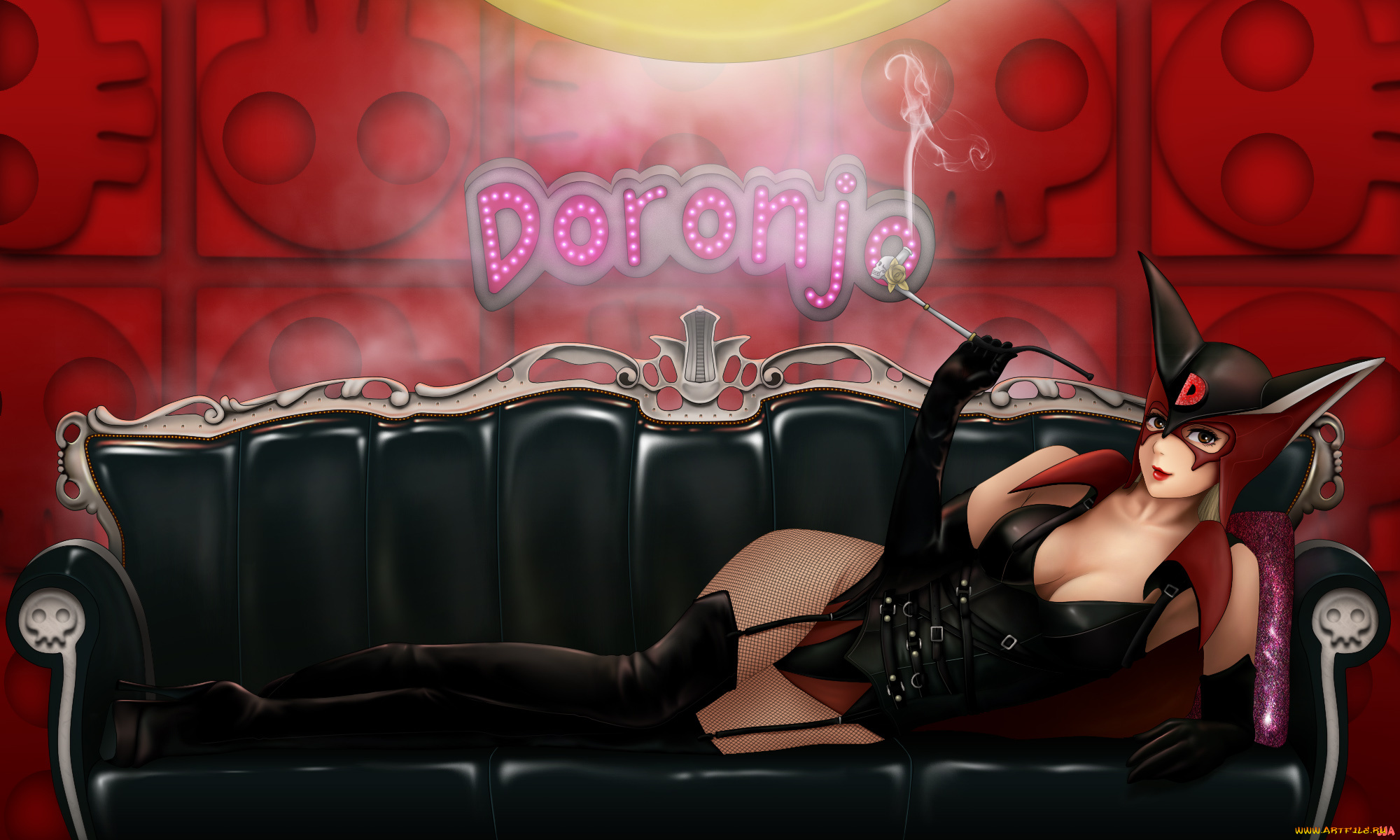 аниме, *unknown, , другое, курительная, трубка, девушка, yatterman, дым, диван