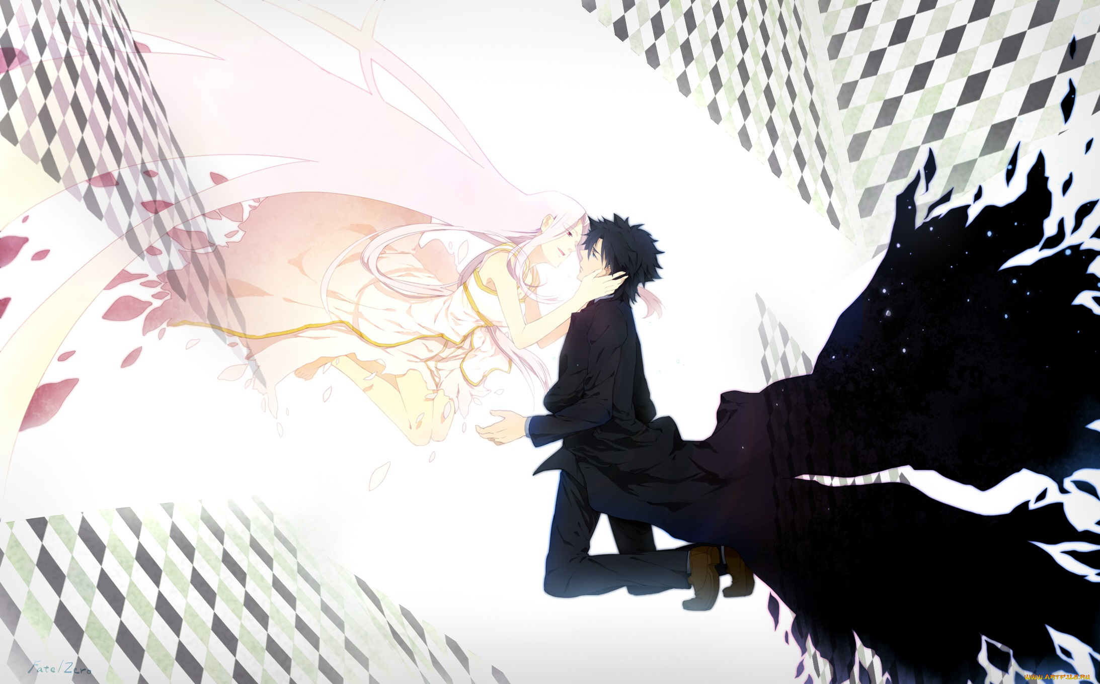 аниме, fate, zero, арт, девушка, мужчина, пара