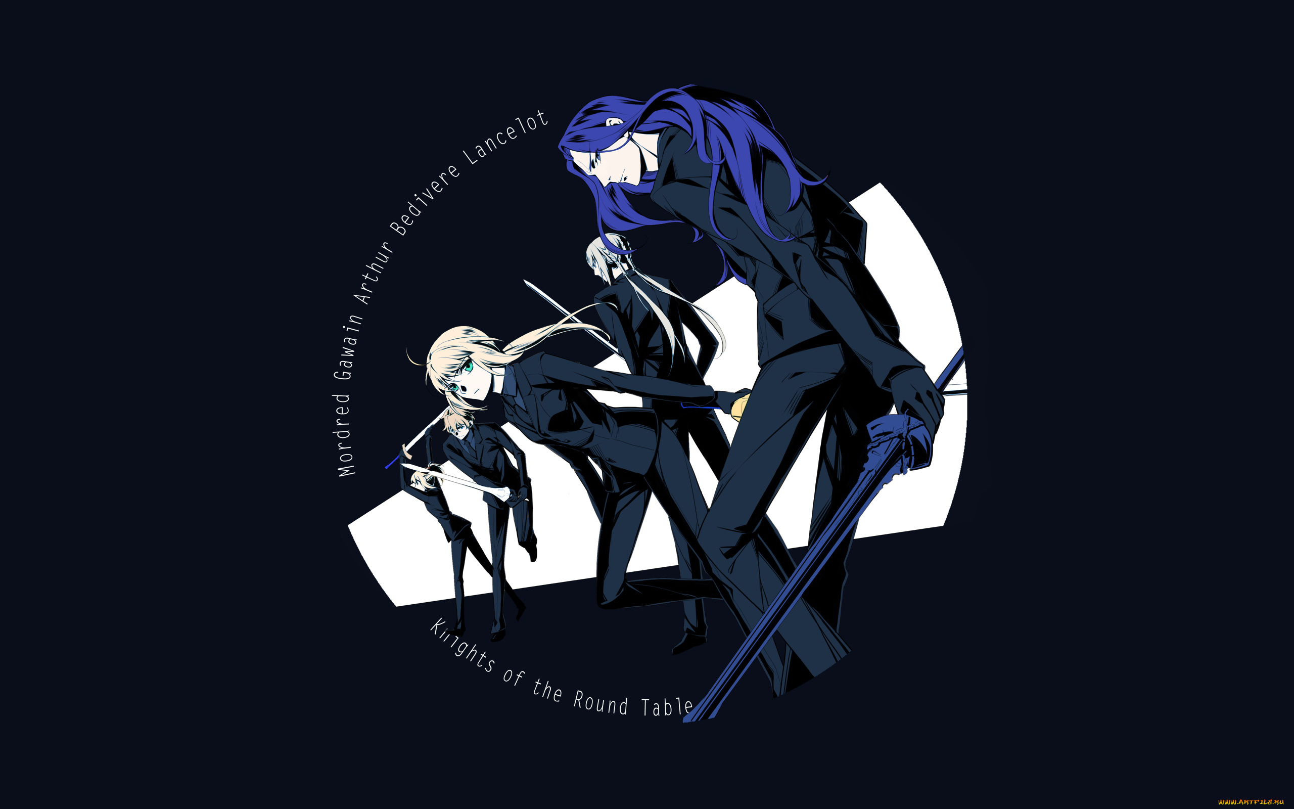 аниме, fate, stay, night, оружие, девушка, парни