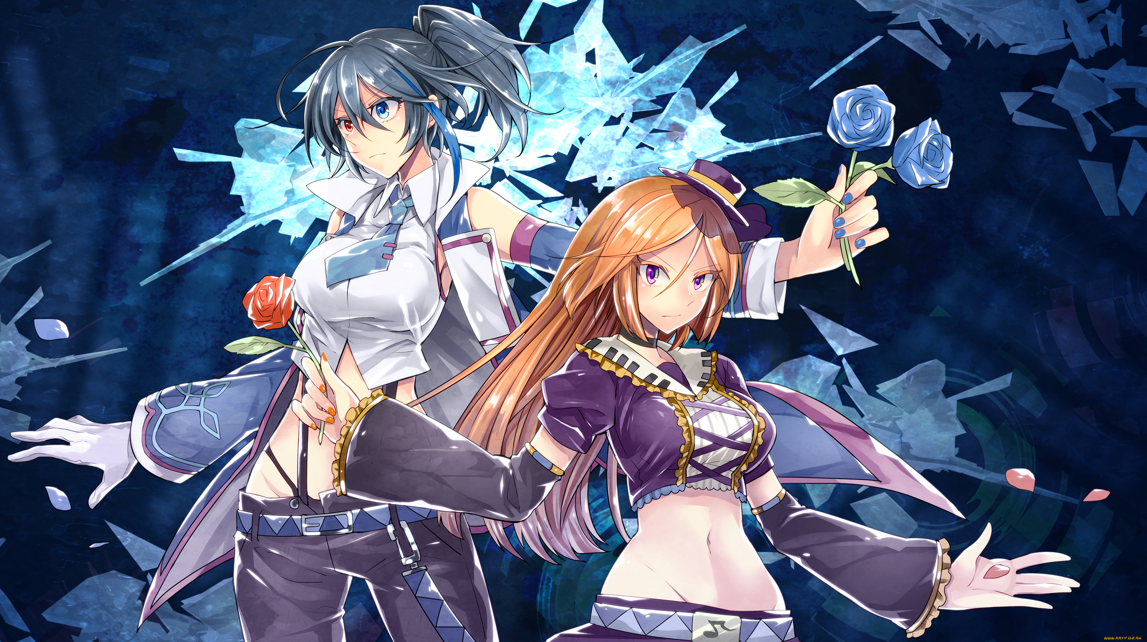 аниме, *unknown, , другое, utau, девушки, арт, namine, ritsu, rook, цветок, роза