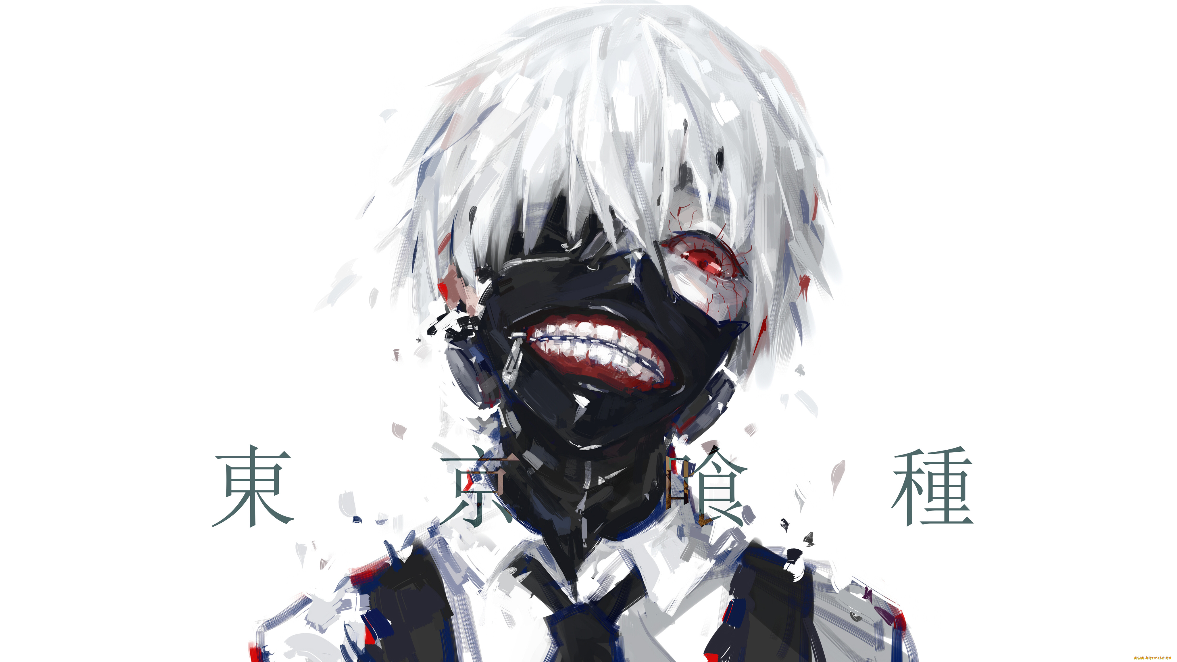 аниме, tokyo, ghoul, токийский, гуль, tokyo, ghoul, anime, белые, волосы, маска, красный, глаз, канеки, кен, kaneki, ken