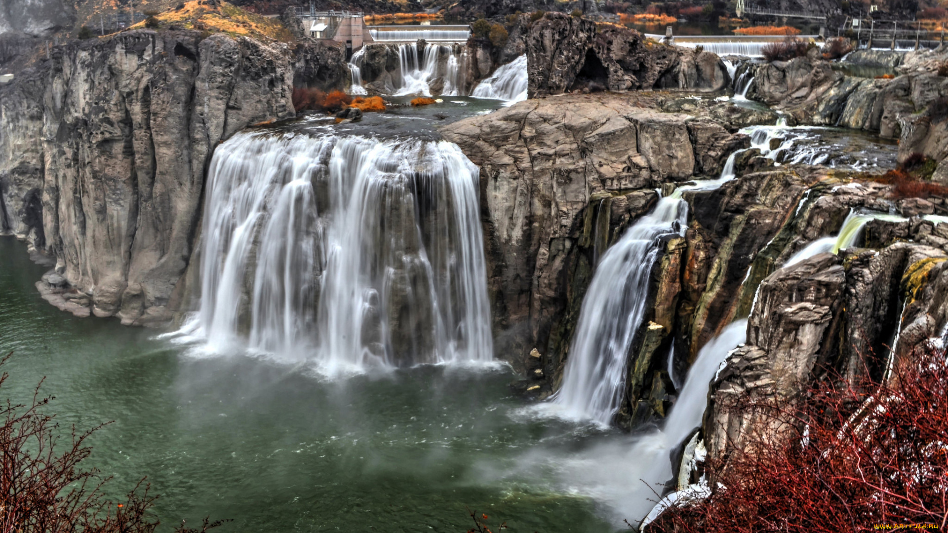 природа, водопады, водопад, обрыв