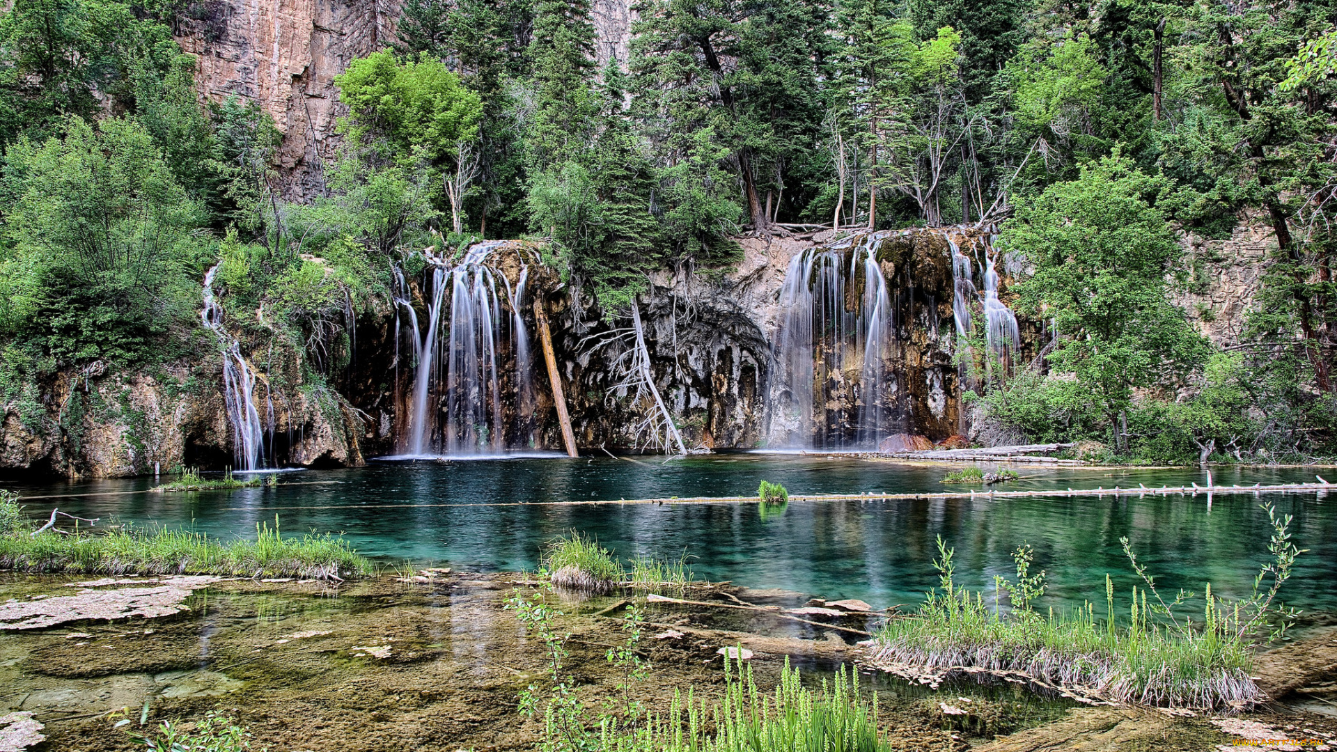 природа, водопады, водопад, река, лес