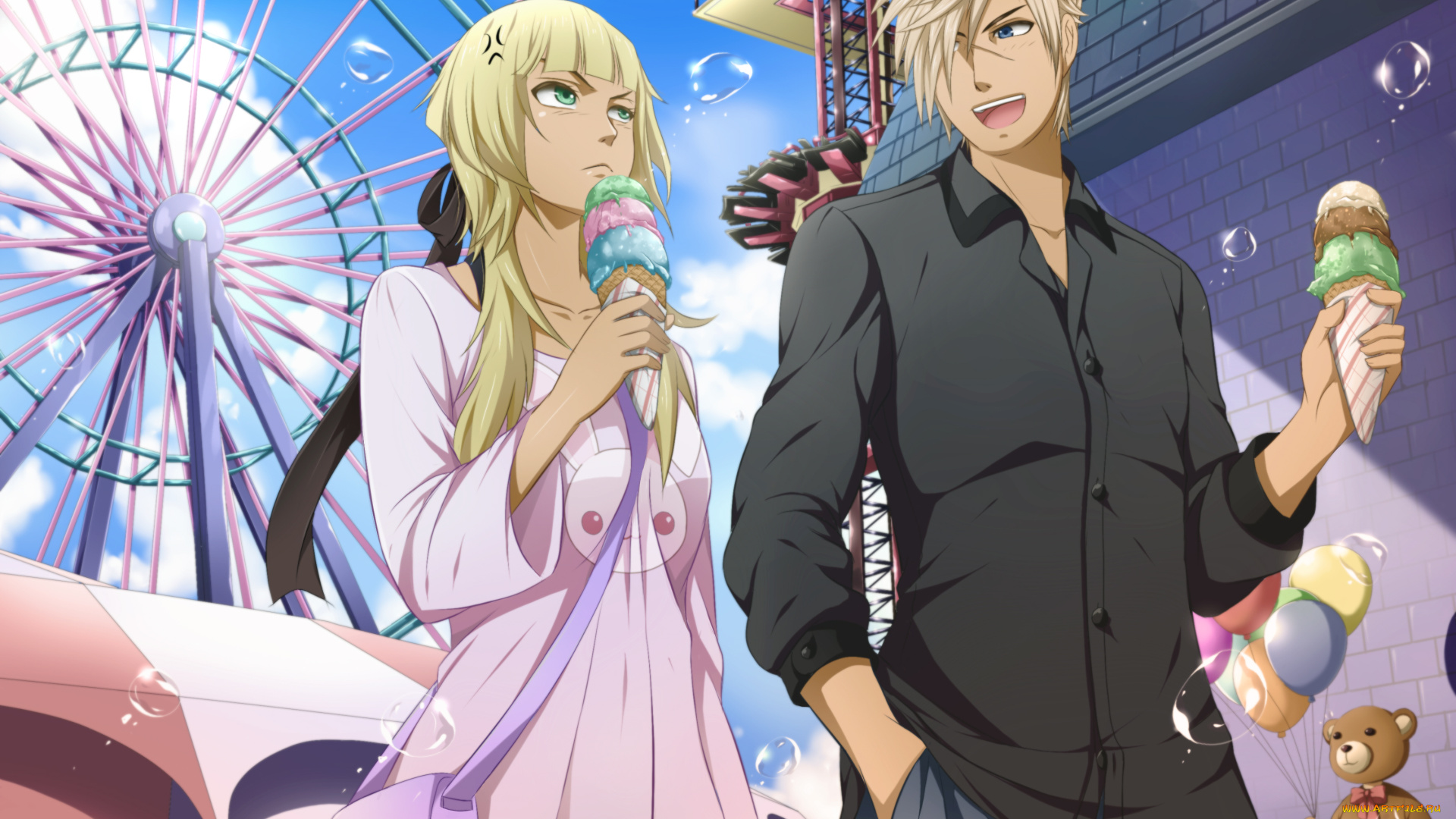 разное, арты, арт, аниме, девушка, парень, пара