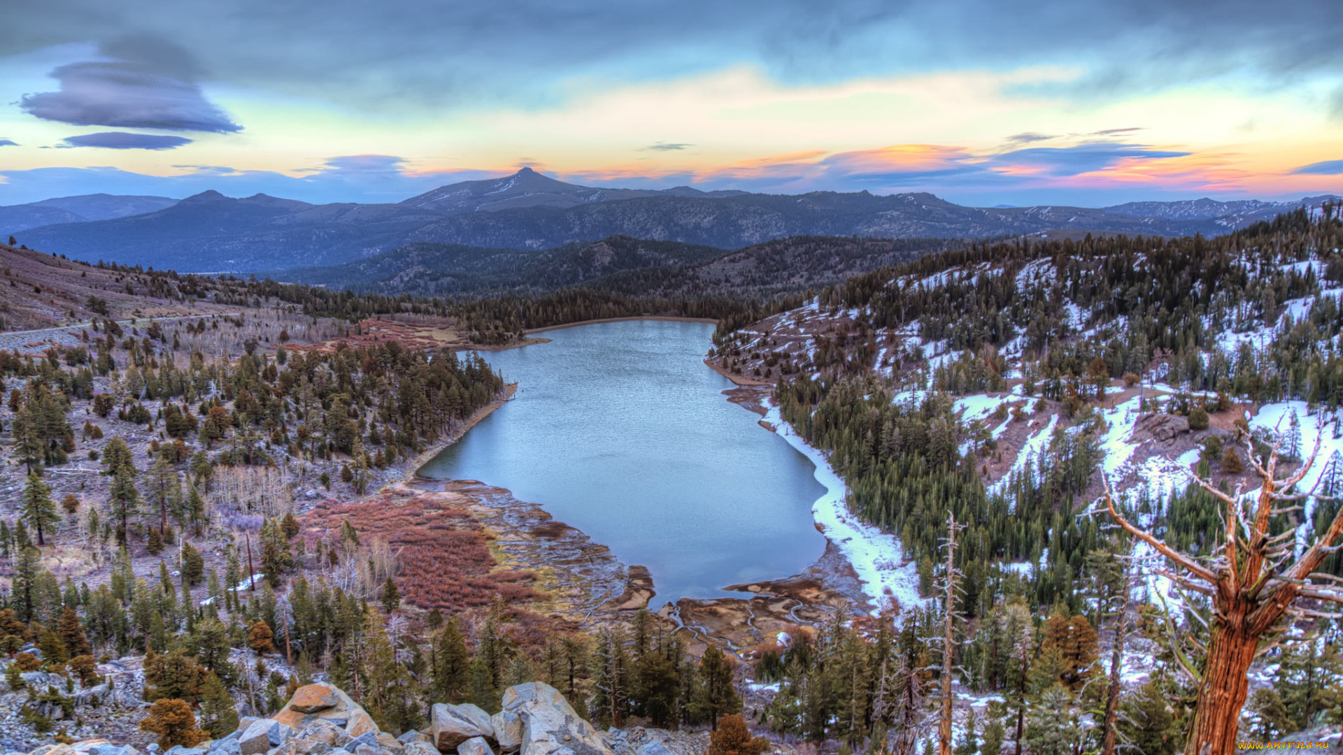 red, lake, природа, реки, озера, горы, озеро, лес