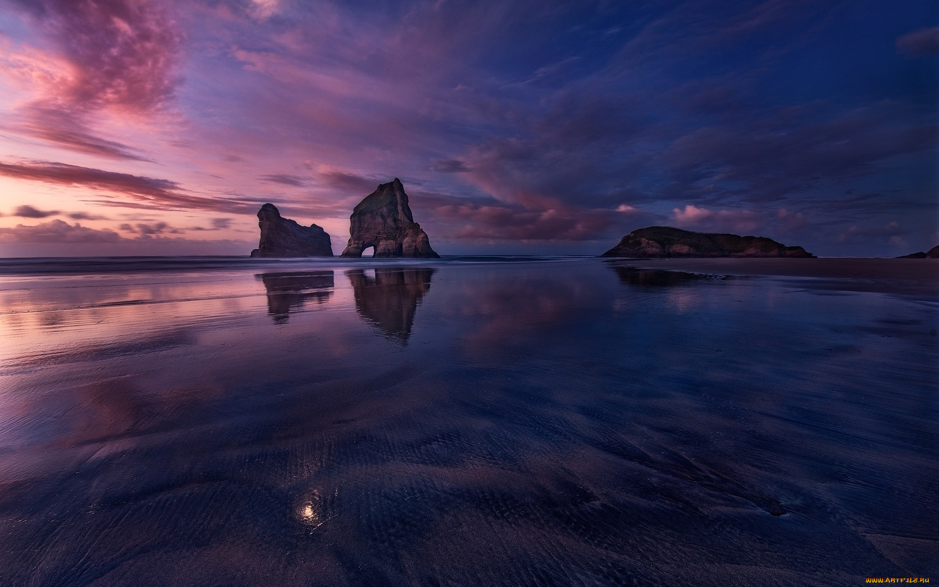 природа, побережье, скалы, берег, закат, небо, облака, море