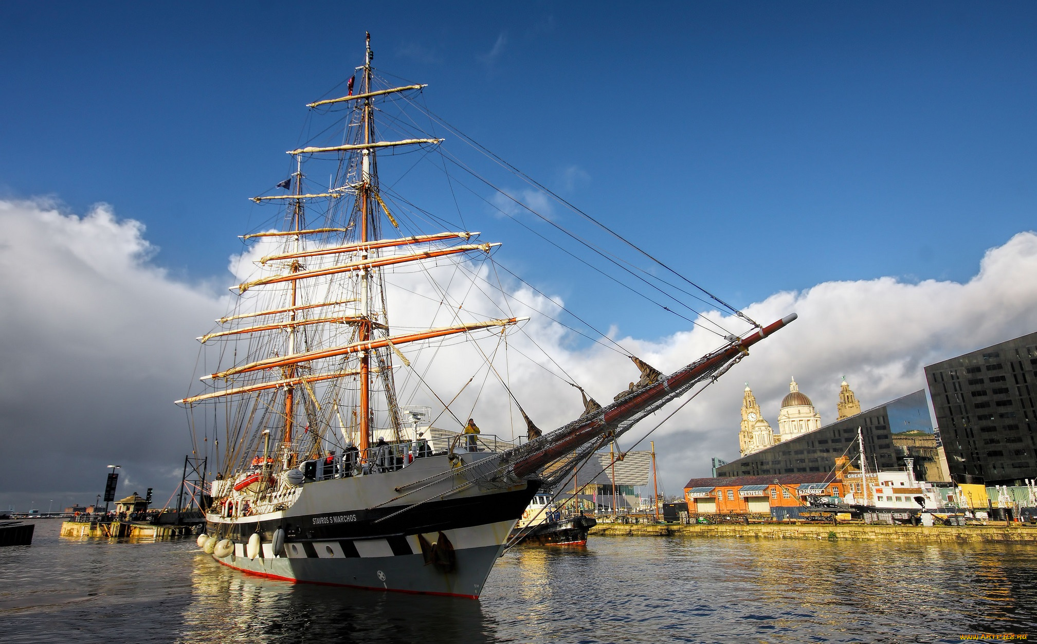 корабли, парусники, мачты, гавань