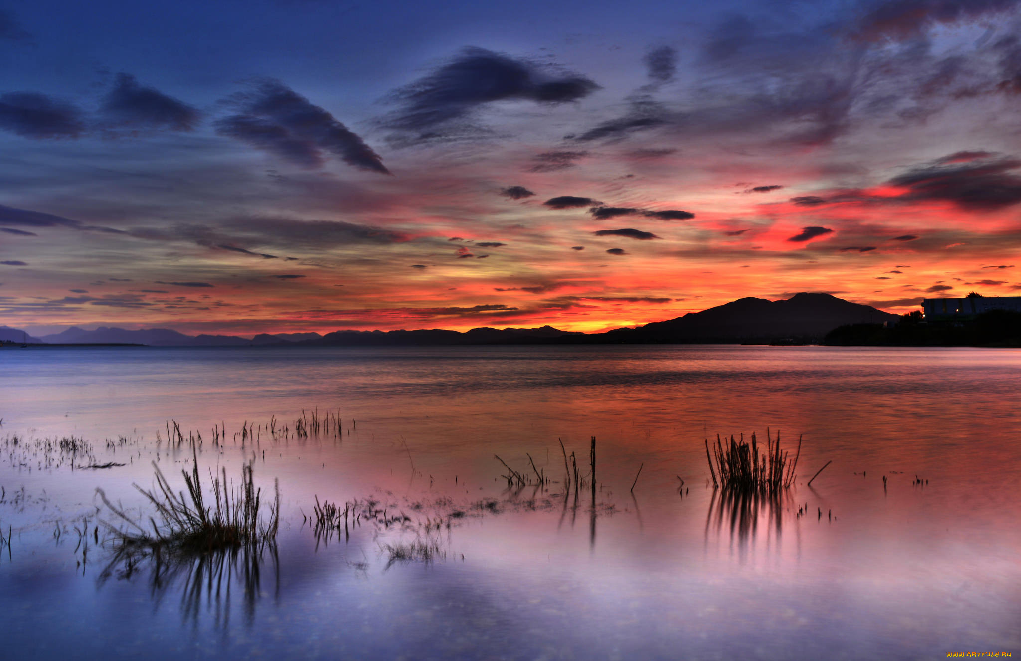 природа, восходы, закаты, озеро, вечер, закат