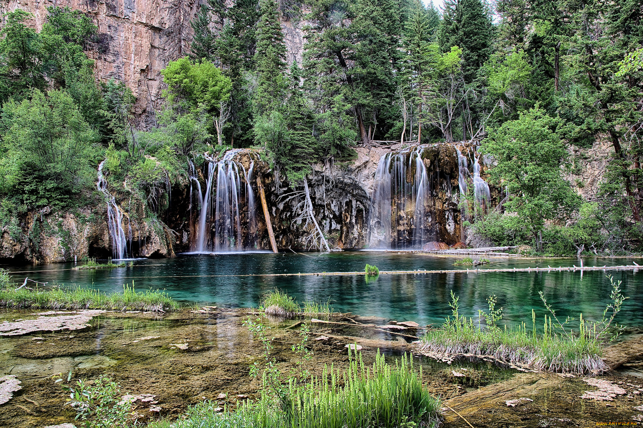 природа, водопады, водопад, река, лес