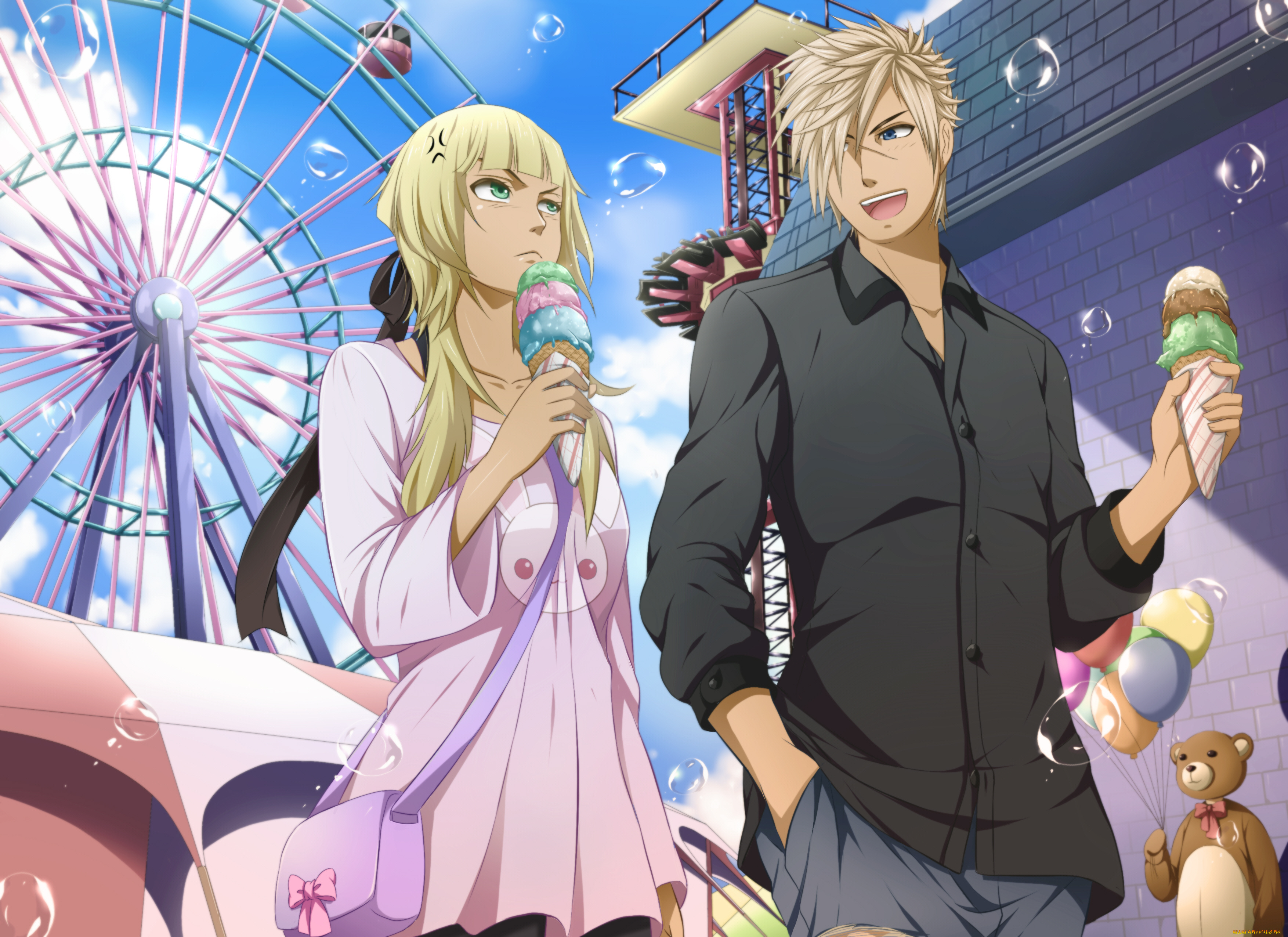 разное, арты, арт, аниме, девушка, парень, пара