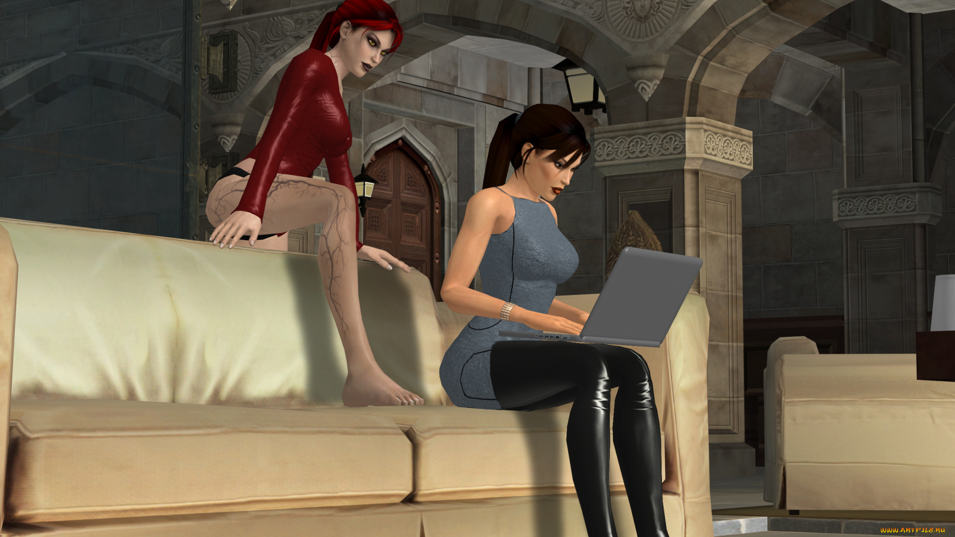 3д, графика, фантазия, , fantasy, взгляд, девушки, фон