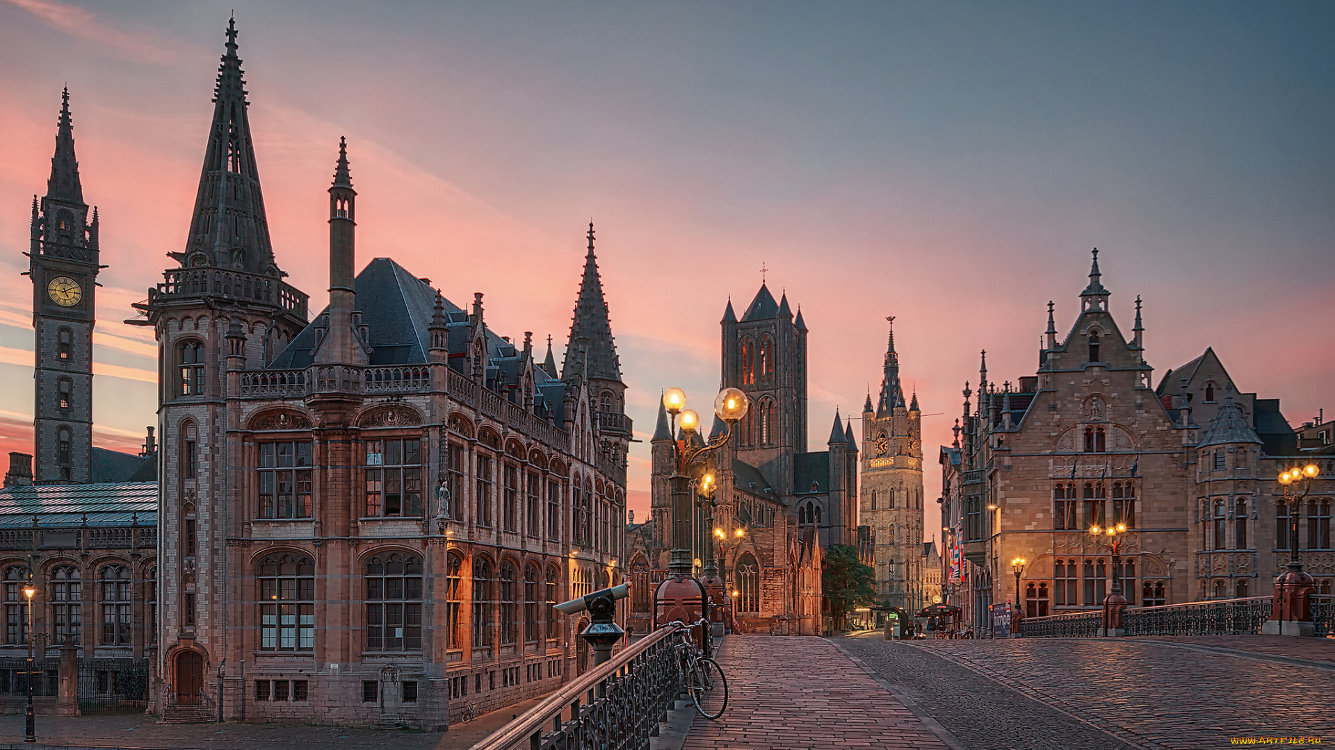 gent, города, гент, , бельгия, ночь, свет