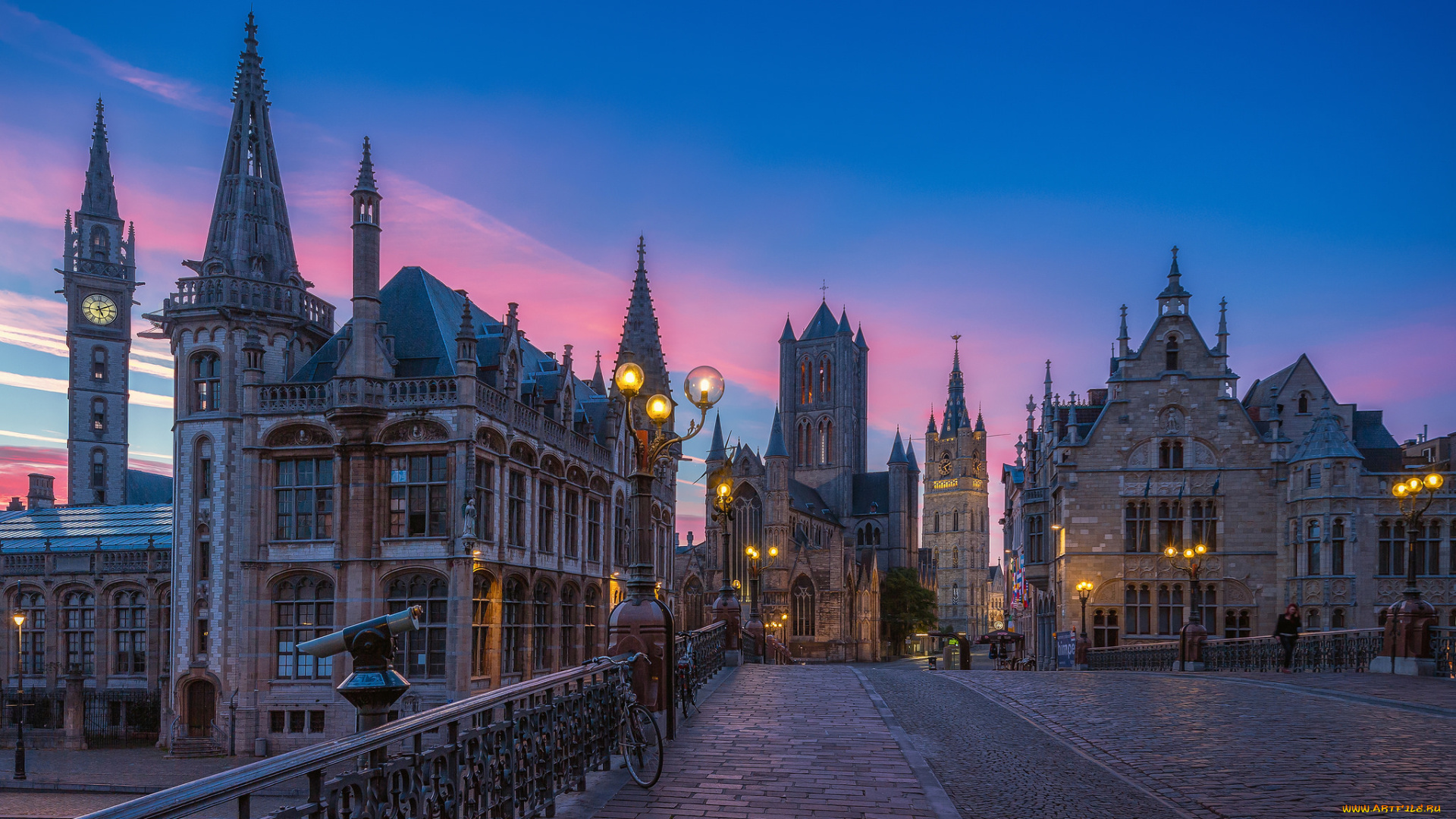 gent, города, гент, , бельгия, ночь, свет