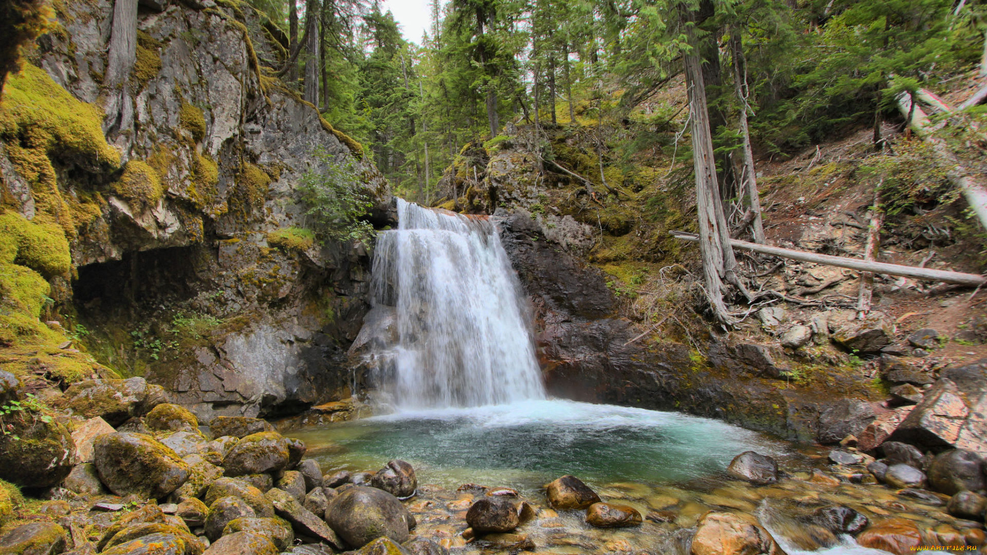 природа, водопады, река, лес, водопад