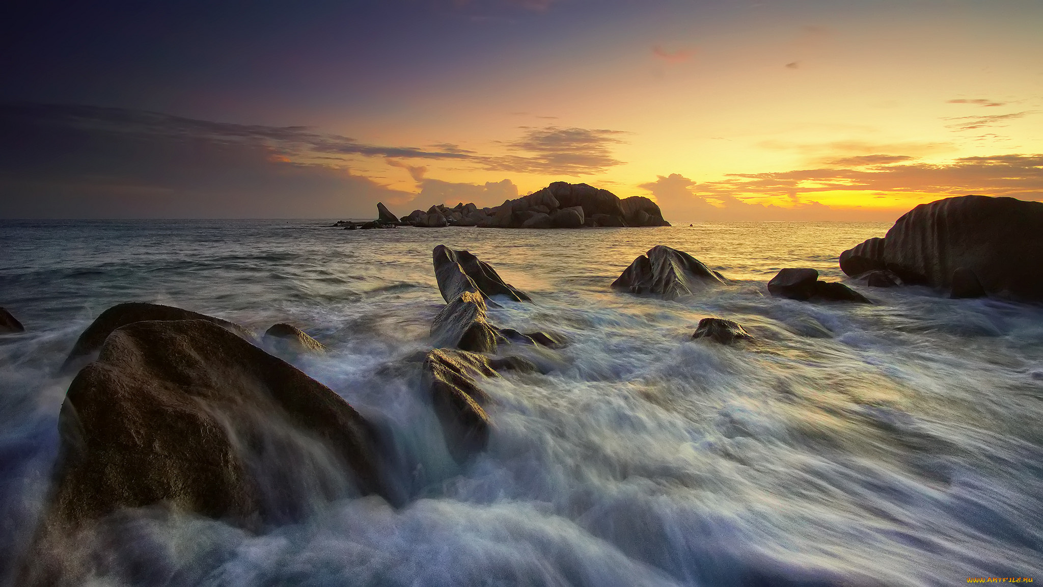 природа, побережье, рассвет