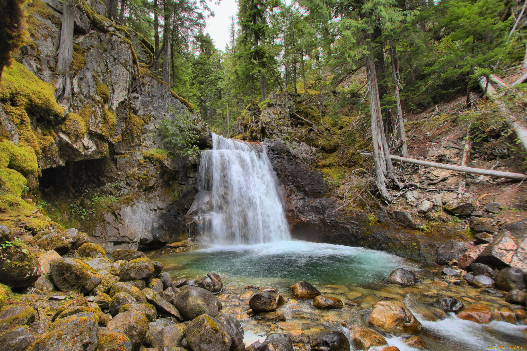 природа, водопады, река, лес, водопад