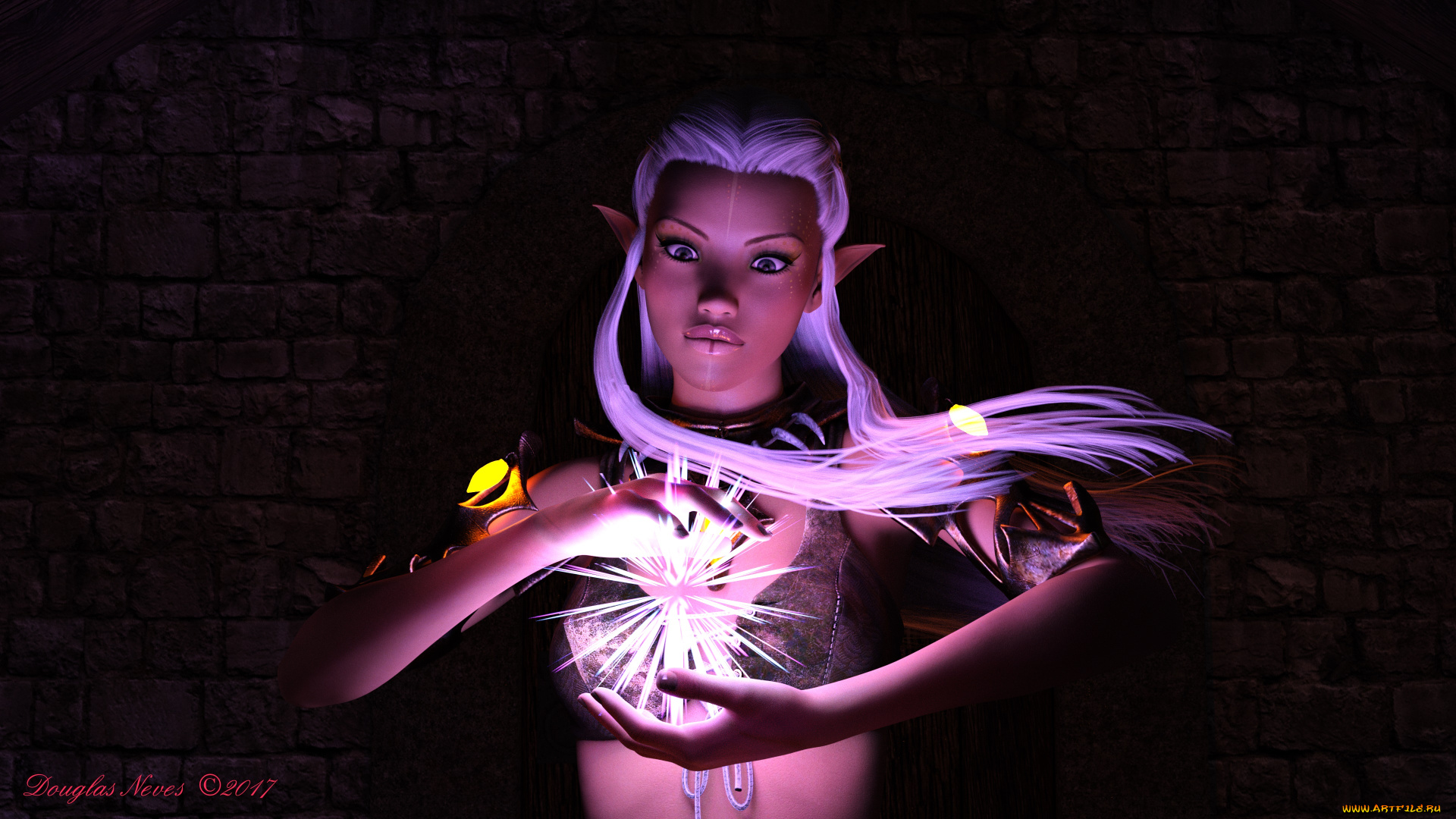 3д, графика, эльфы, , elves, взгляд, эльфийка, фон