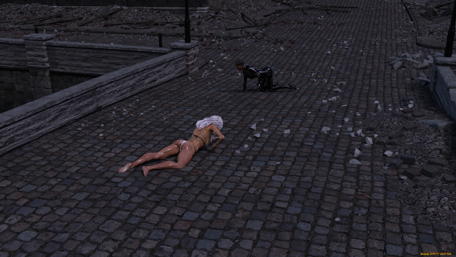 3д, графика, фантазия, , fantasy, борьба, фон, взгляд, девушки