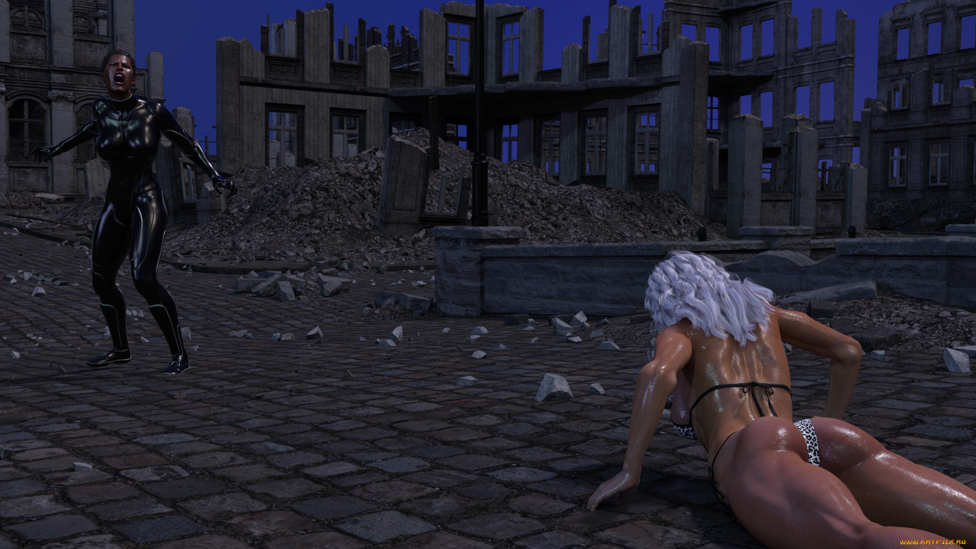 3д, графика, фантазия, , fantasy, борьба, фон, взгляд, девушки