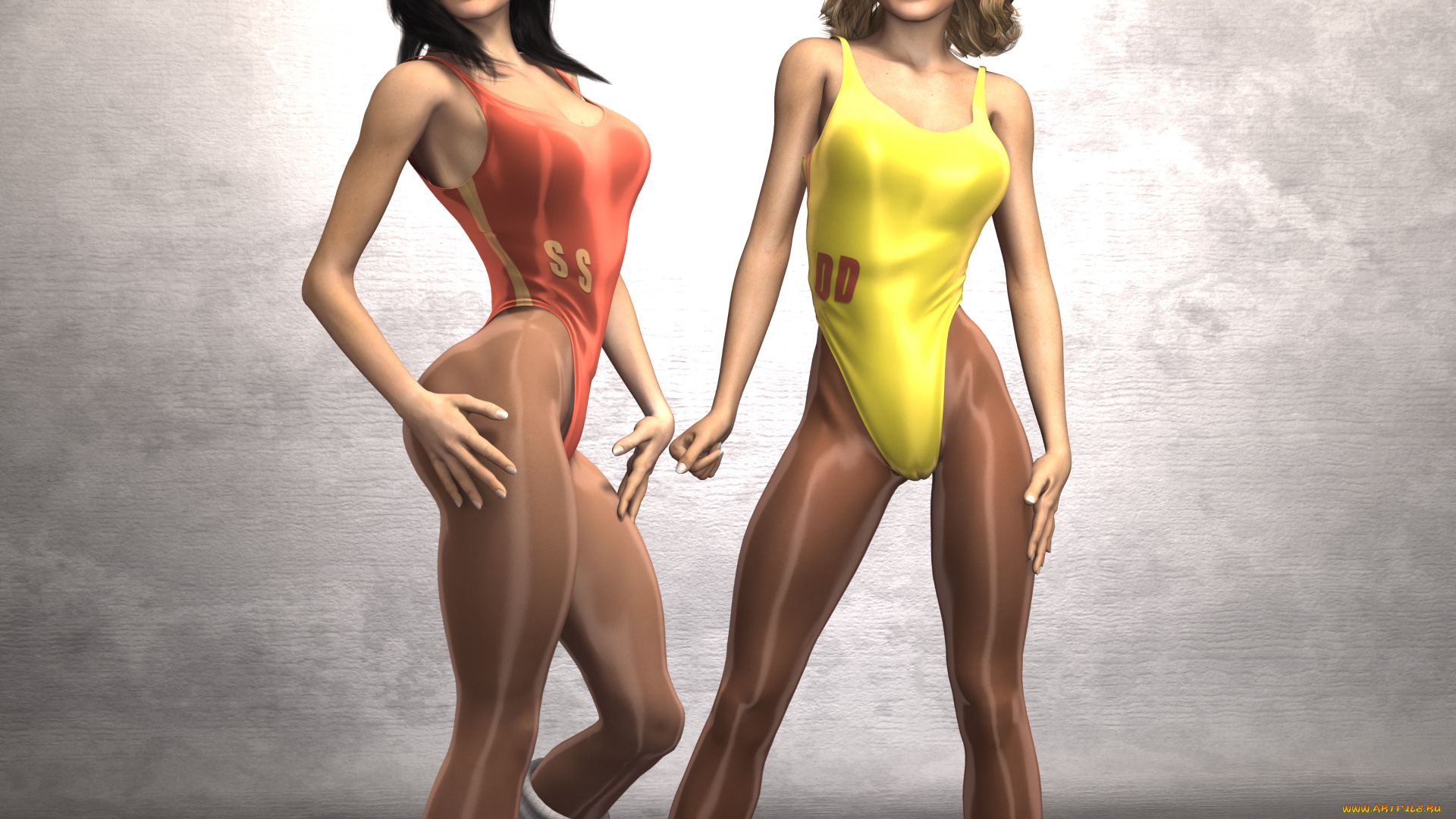 3д, графика, люди, , people, девушки, взгляд, фон