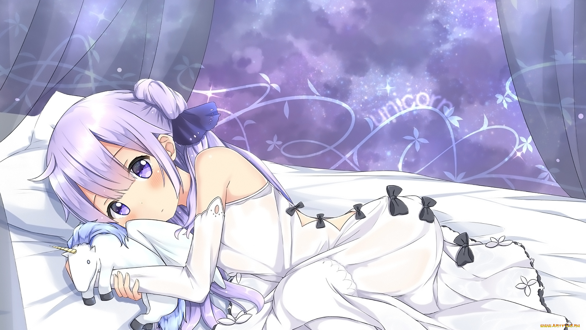 azur, lane, аниме, девушка, взгляд, фон