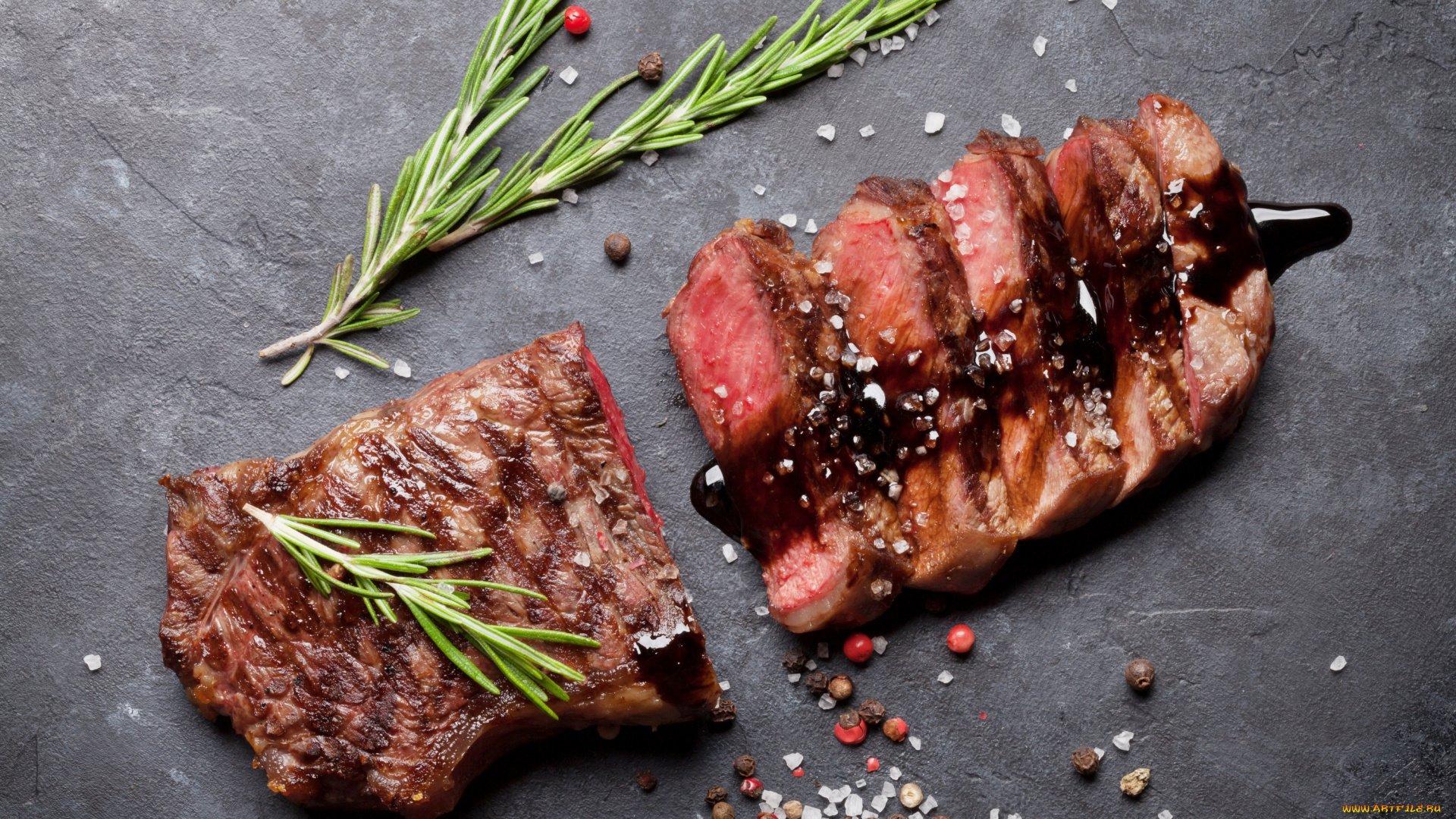 еда, мясные, блюда, соль, соус, чеснок, перец, стейк