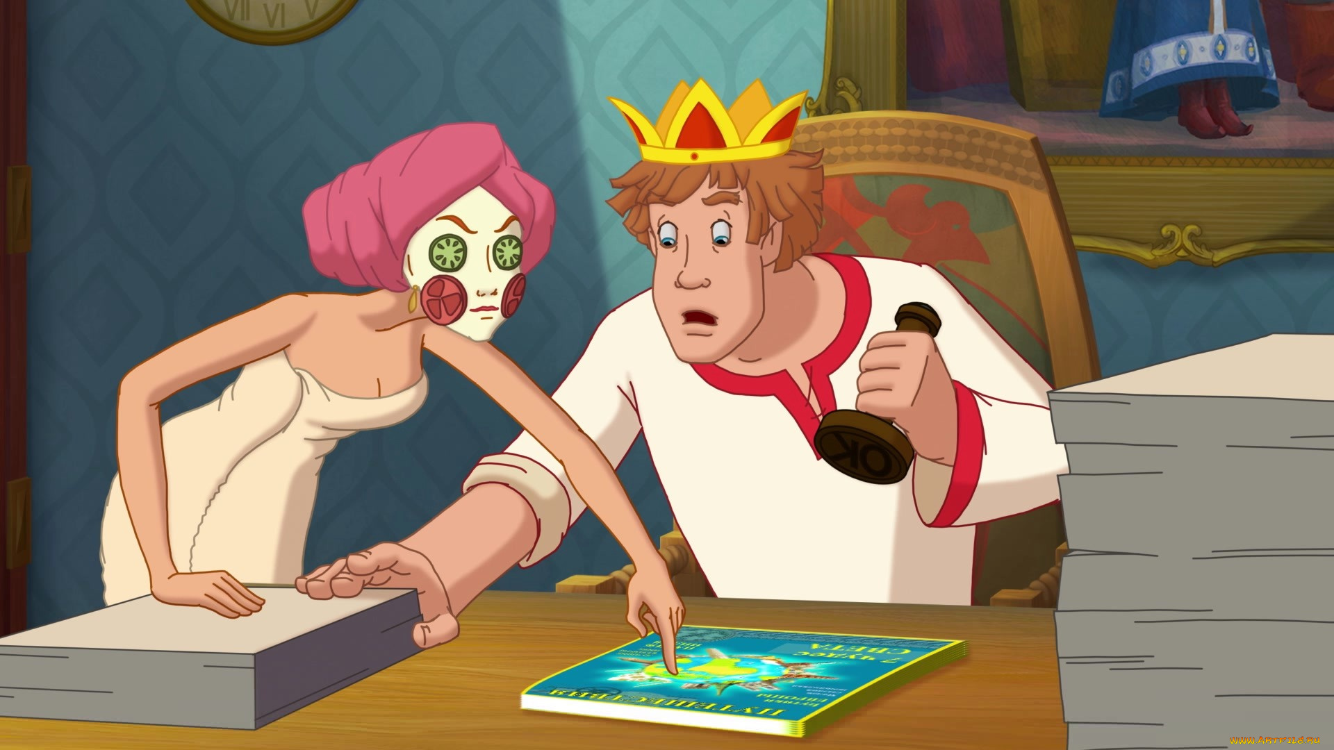 иван, царевич, и, серый, волк, 3, мультфильмы, девушка, парень, печать, маска, корона