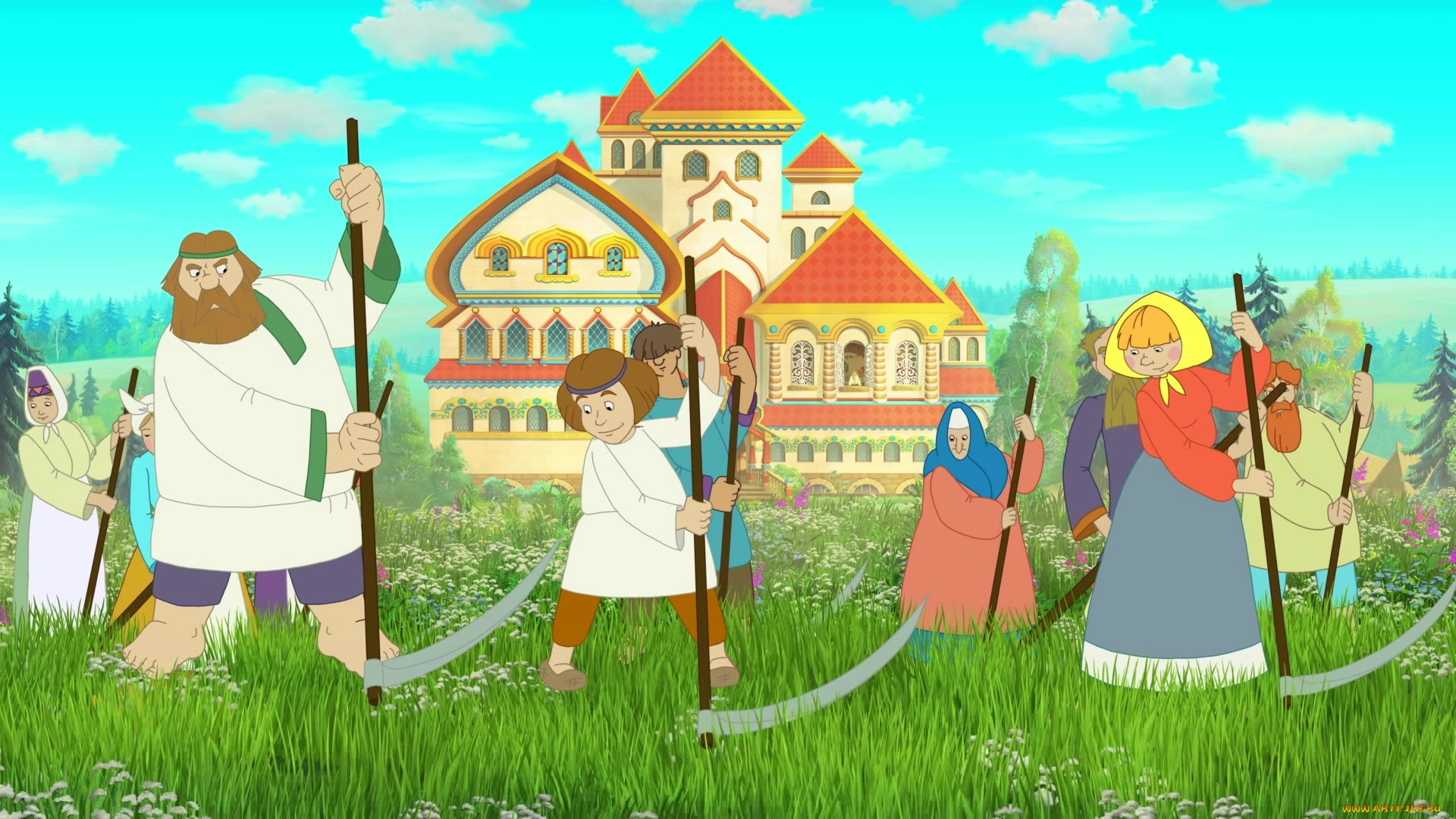 иван, царевич, и, серый, волк, 3, мультфильмы, работа, люди, коса, дом, природа, мужчина